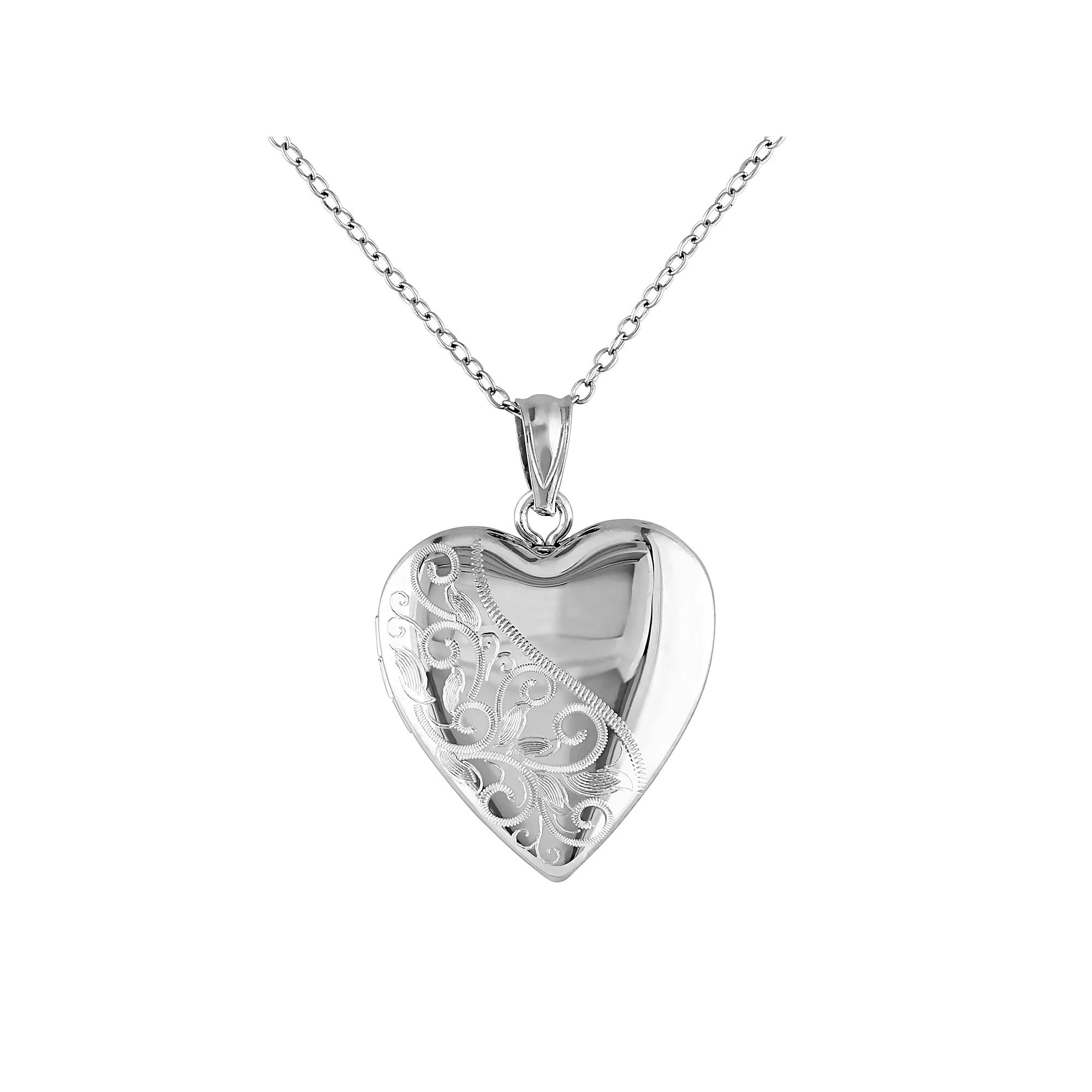 Stella Grace Sterling Silver Filigree Heart Locket Necklace, Women's, Size: 18", White Product Image