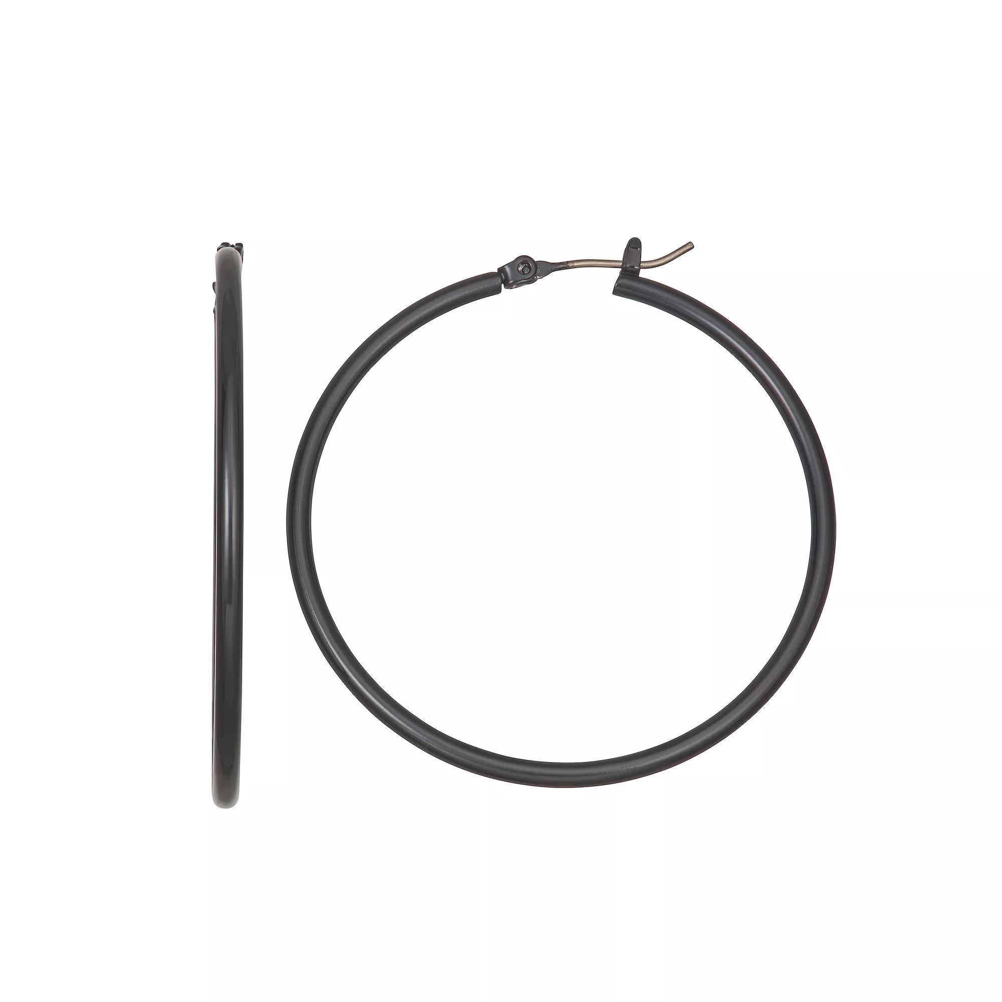 Simply Vera Vera Wang Jet Tone 44 mm Click-It Hoop Earrings, Women's, Black Product Image