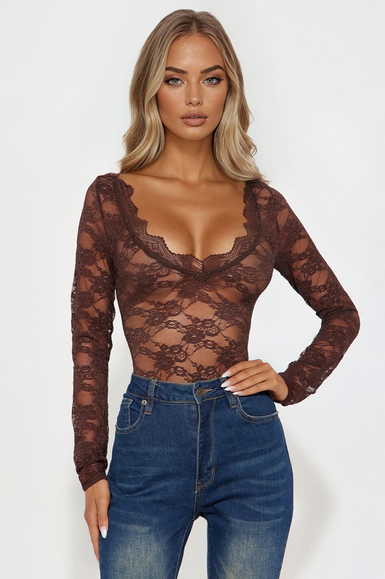 Lovers Lane Bodysuit - Chocolate Female Product Image