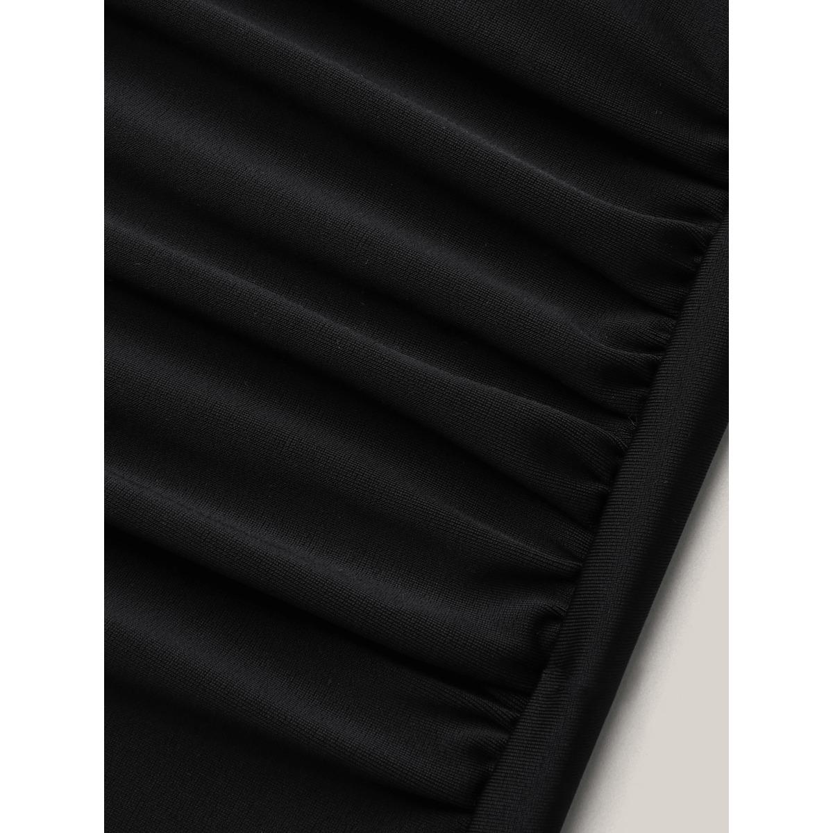 Plus Size Polka Dots Spliced Ruched One-Piece Swimsuit Women's Swimwear Black Resort Twist Curve Bathing Suits High stretch One Pieces BloomChic 28/5X Product Image