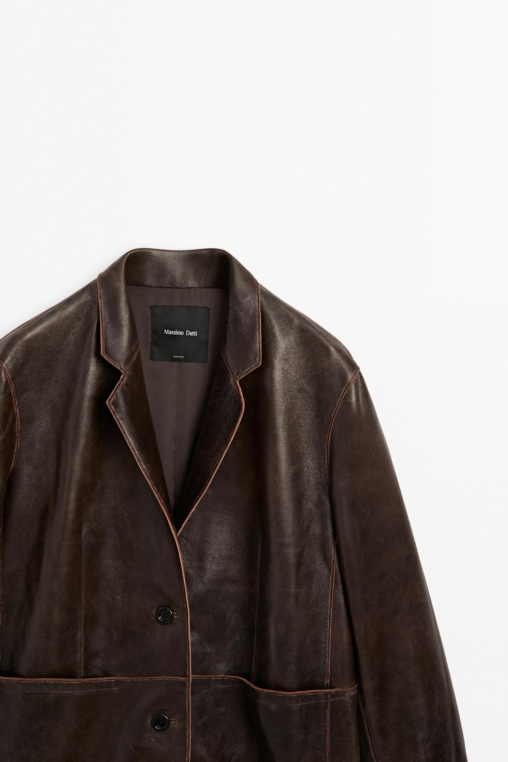 Distressed nappa leather coat Product Image