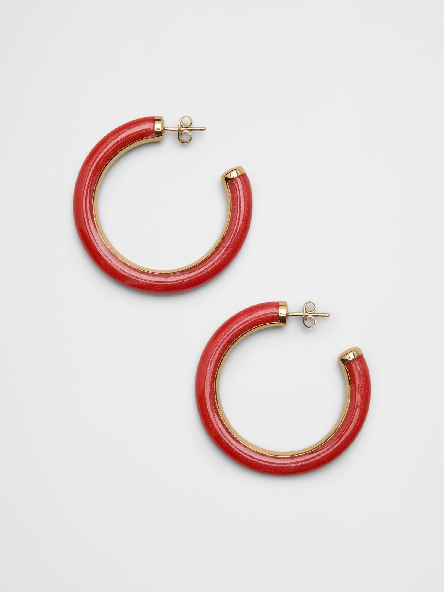 Resin Metal Hoop Earrings Product Image