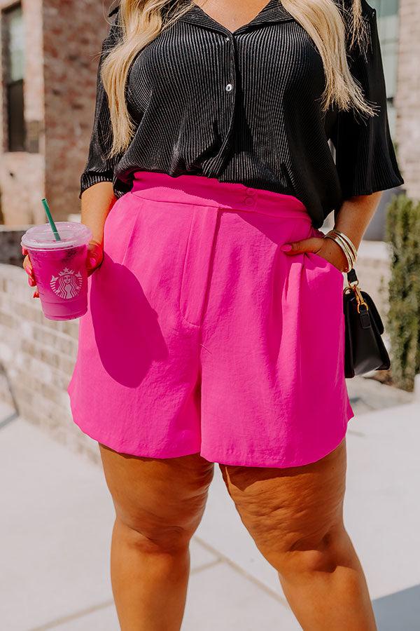 Ready To Remix High Waist Shorts In Hot Pink Curves Product Image