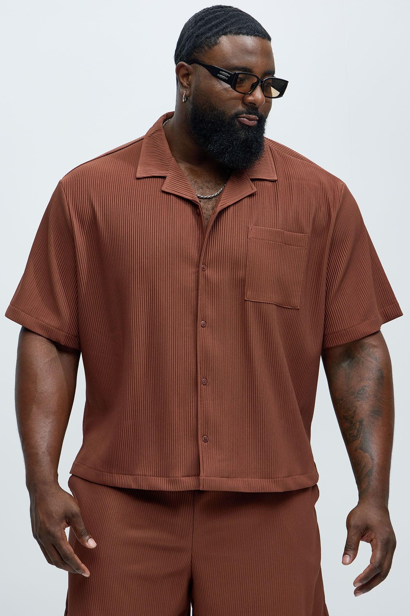 Show Up Short Sleeve Cuban Shirt - Chocolate Product Image