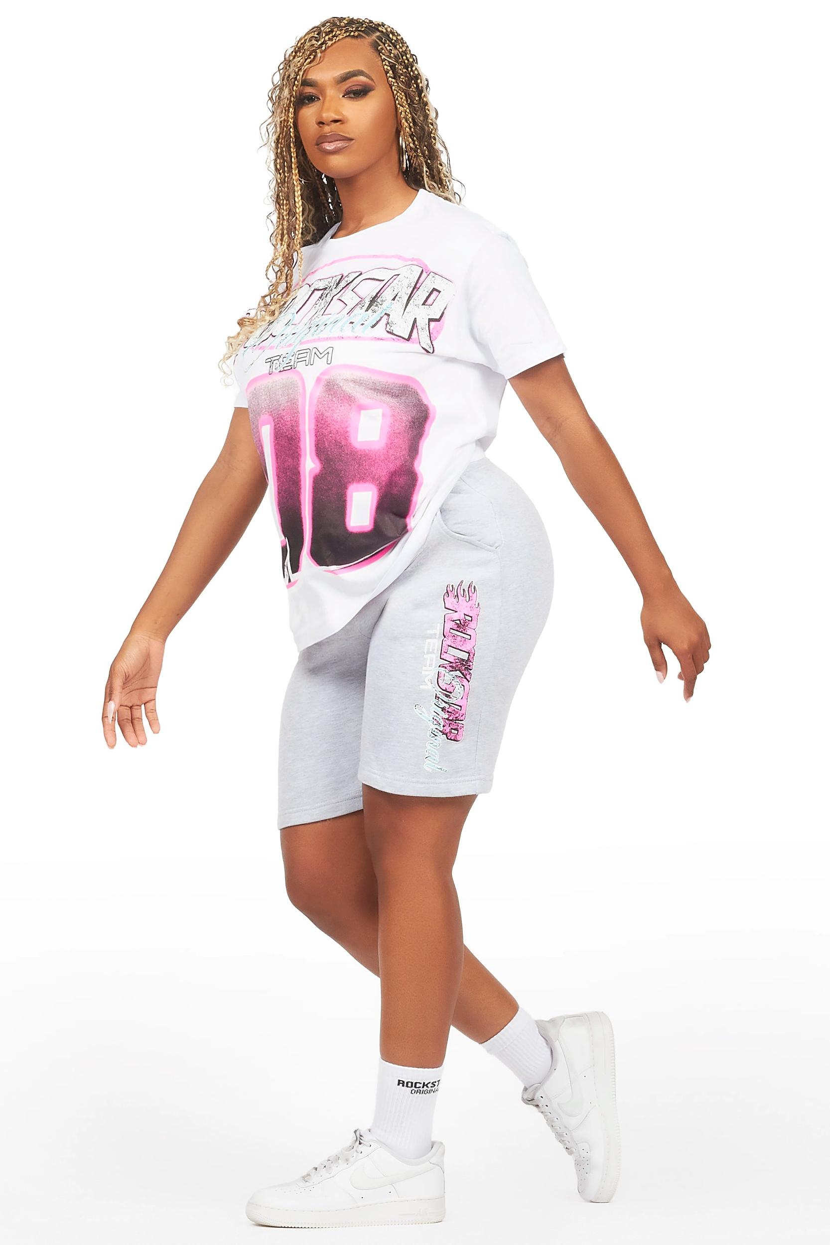 Shajara White/Heather Grey T-Shirt Short Set Female Product Image