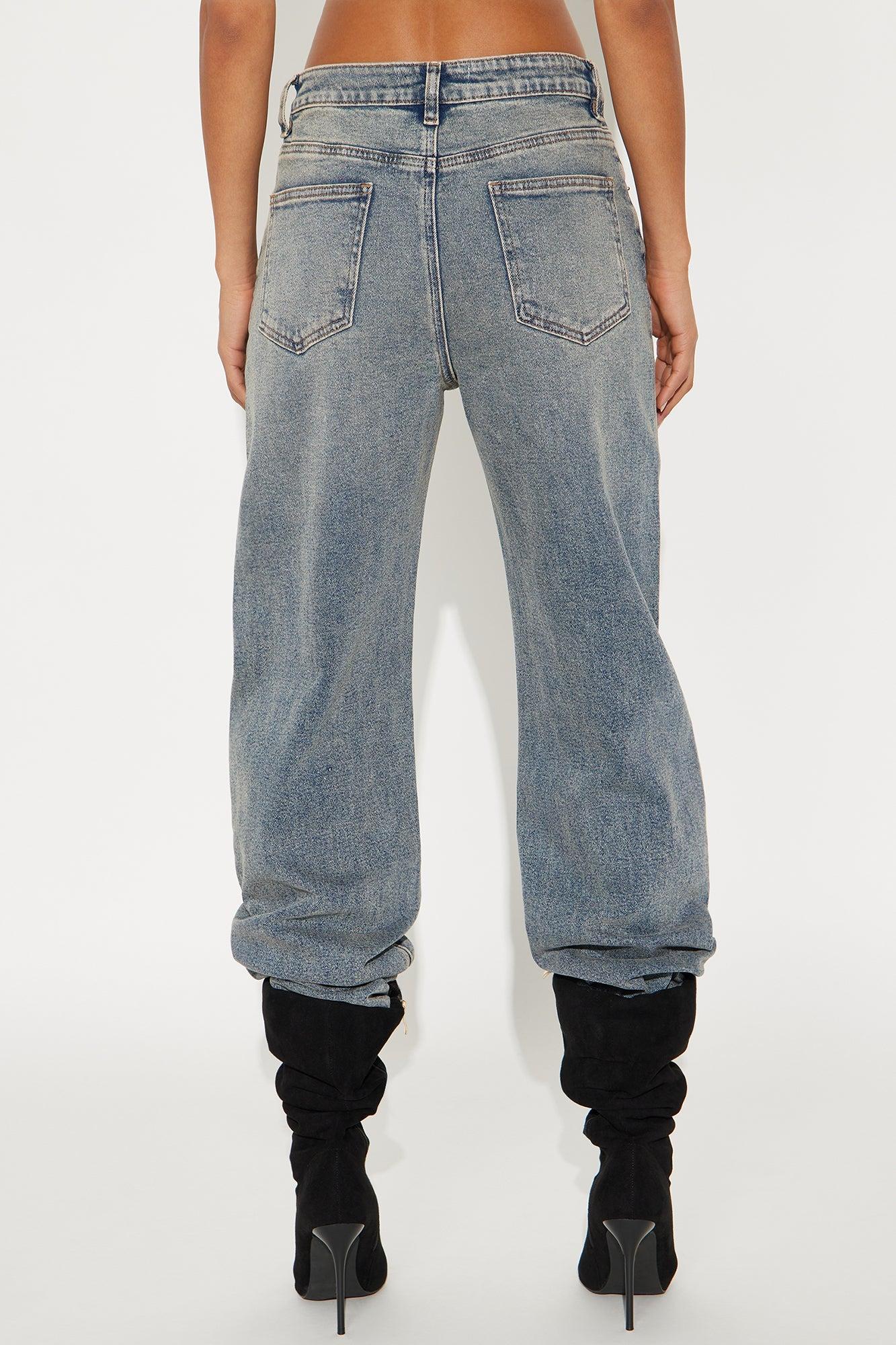 Doin' Time Denim Cuffed Straight Leg Jeans - Medium Wash Product Image