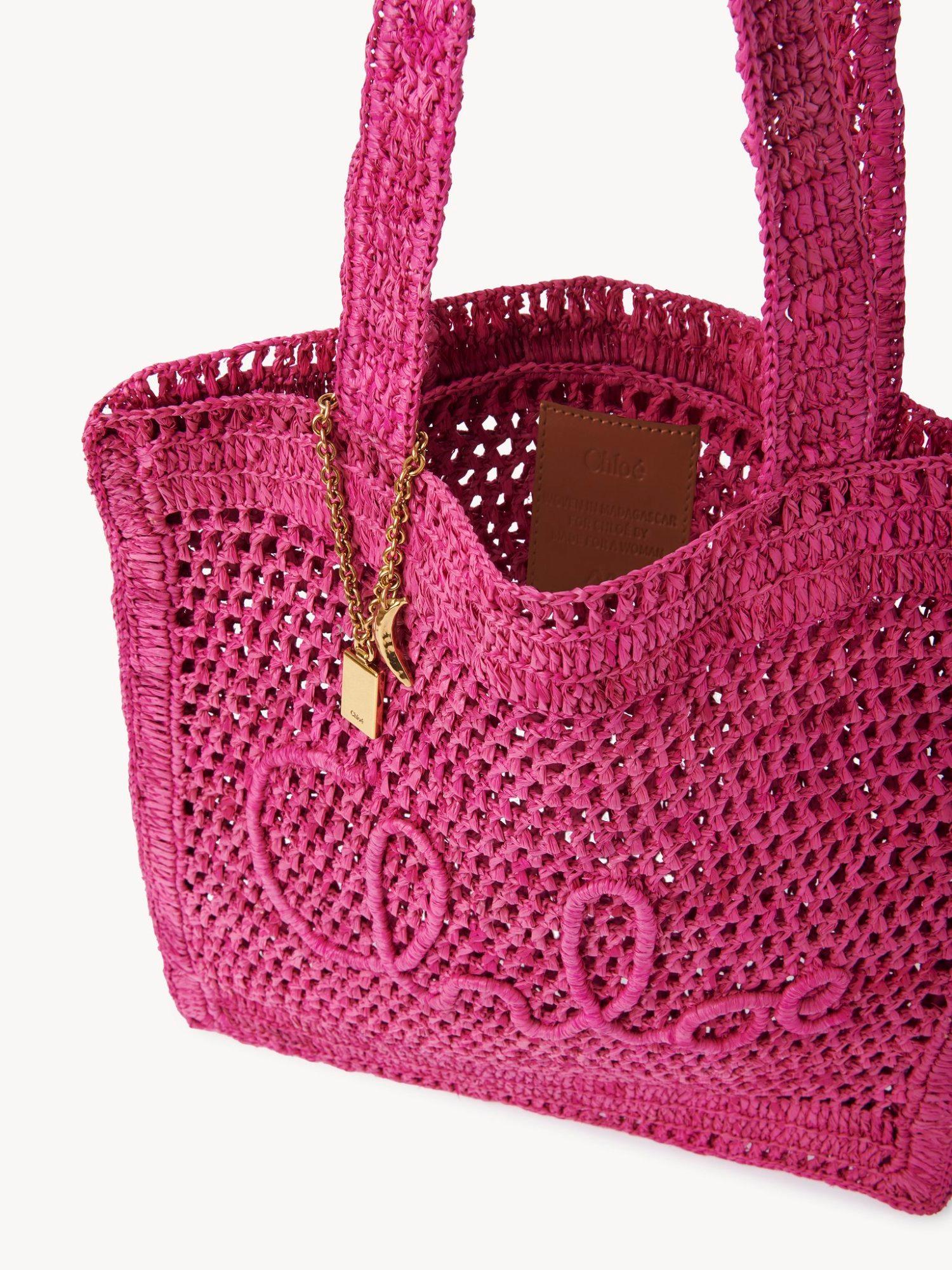 CHLOÉ Chloe Women Fuchsia Raffia Estate Banana Shopping Bag In Fuchsiarose Product Image