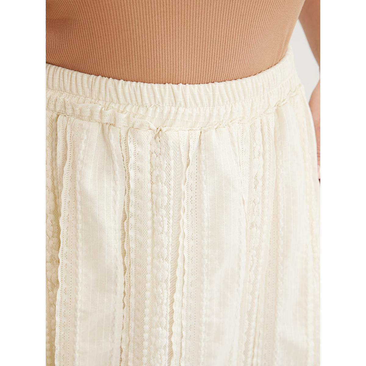 Plus Size Solid Textured Pocket Plisse Skirt Women Apricot Vacation Ruffles Low stretch Pocket Dailywear Skirts BloomChic 22-24/3X Product Image