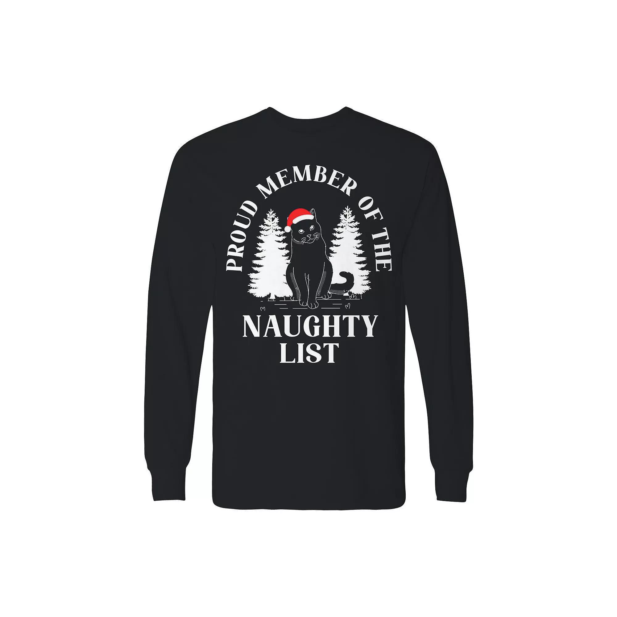 Men's Christmas Proud Member Cat Long Sleeve Graphic Tee, Adult Unisex,  Product Image
