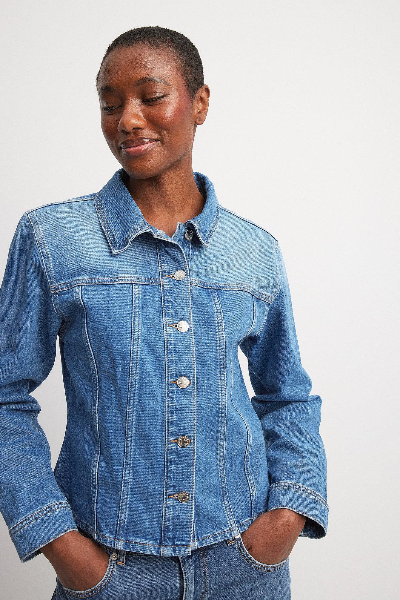 Long Sleeved Fitted Denim Shirt Product Image