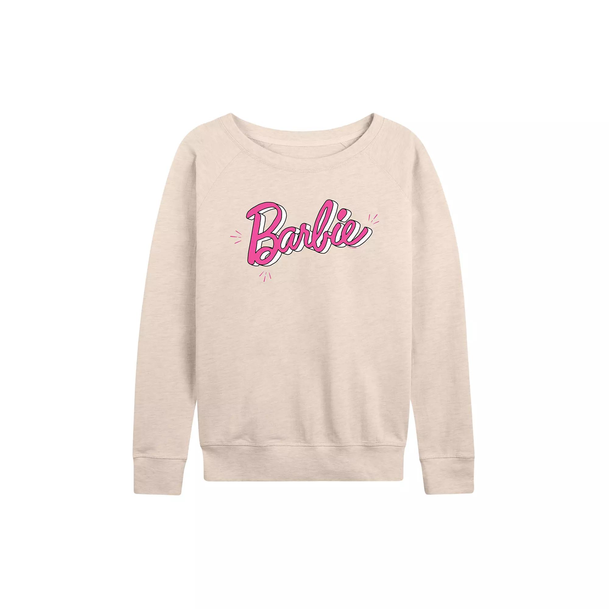 Women's Barbie® Sketch Logo French Terry Long Sleeve Tee, Girl's,  Product Image