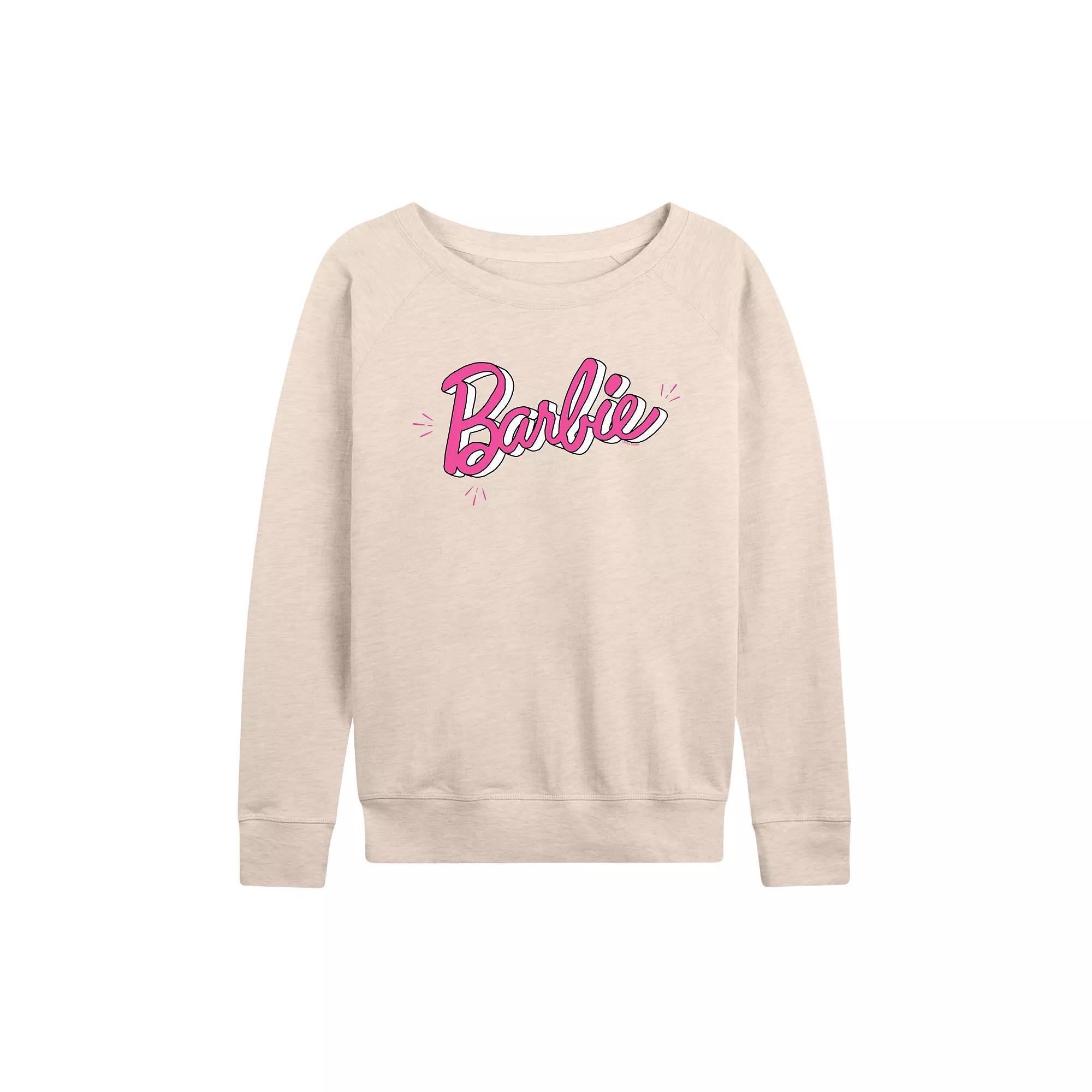 Women's Barbie® Sketch Logo French Terry Long Sleeve Tee, Girl's,  Product Image