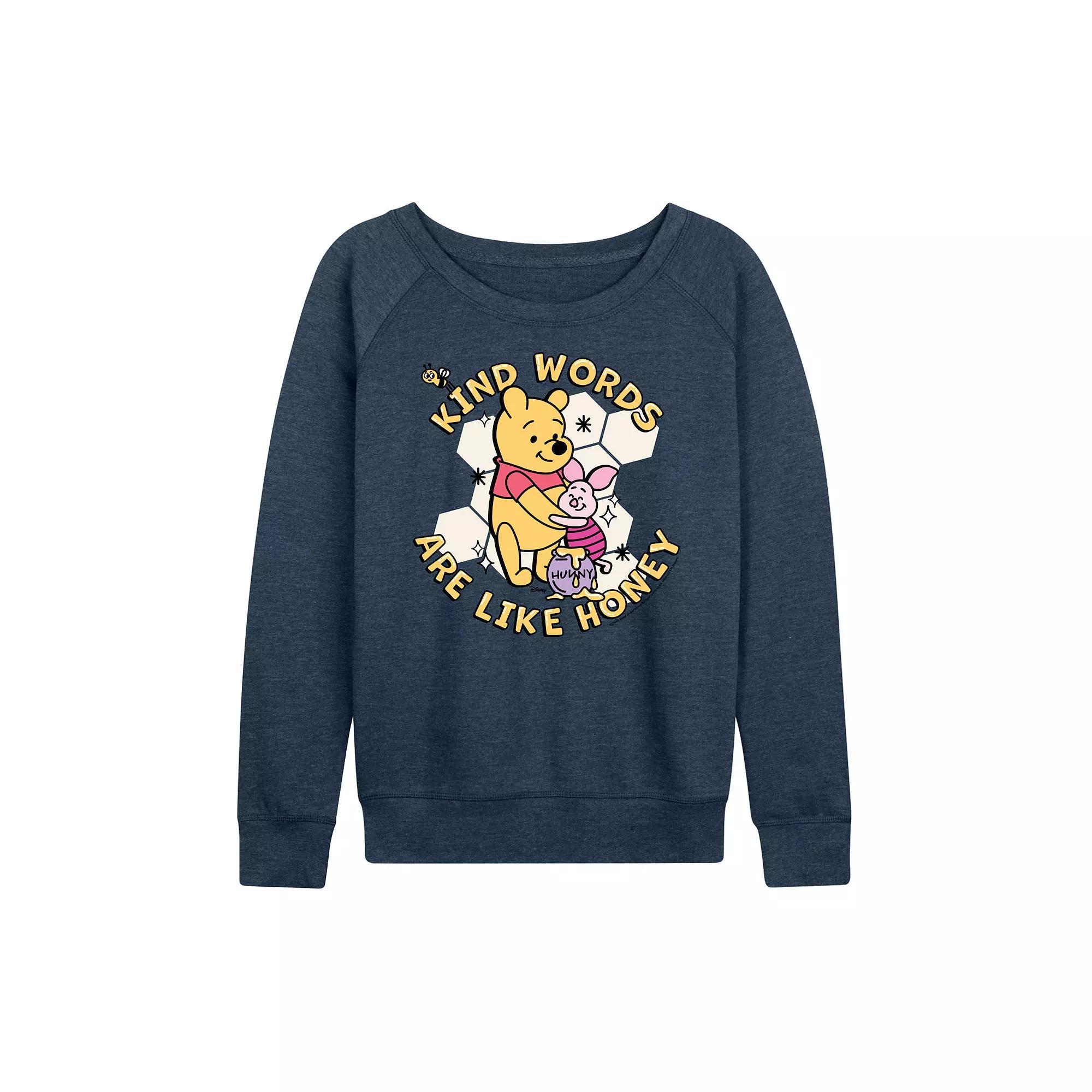 Disney's Winnie the Pooh Piglet & Pooh Women's Kind Words French Terry Long Sleeve Tee, Girl's,  Product Image