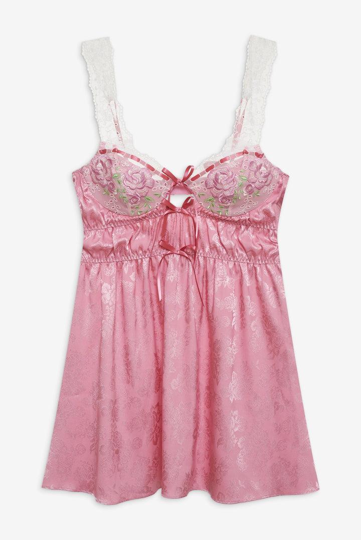 Rose Milk Eyelet Slip Dress — Pink Product Image