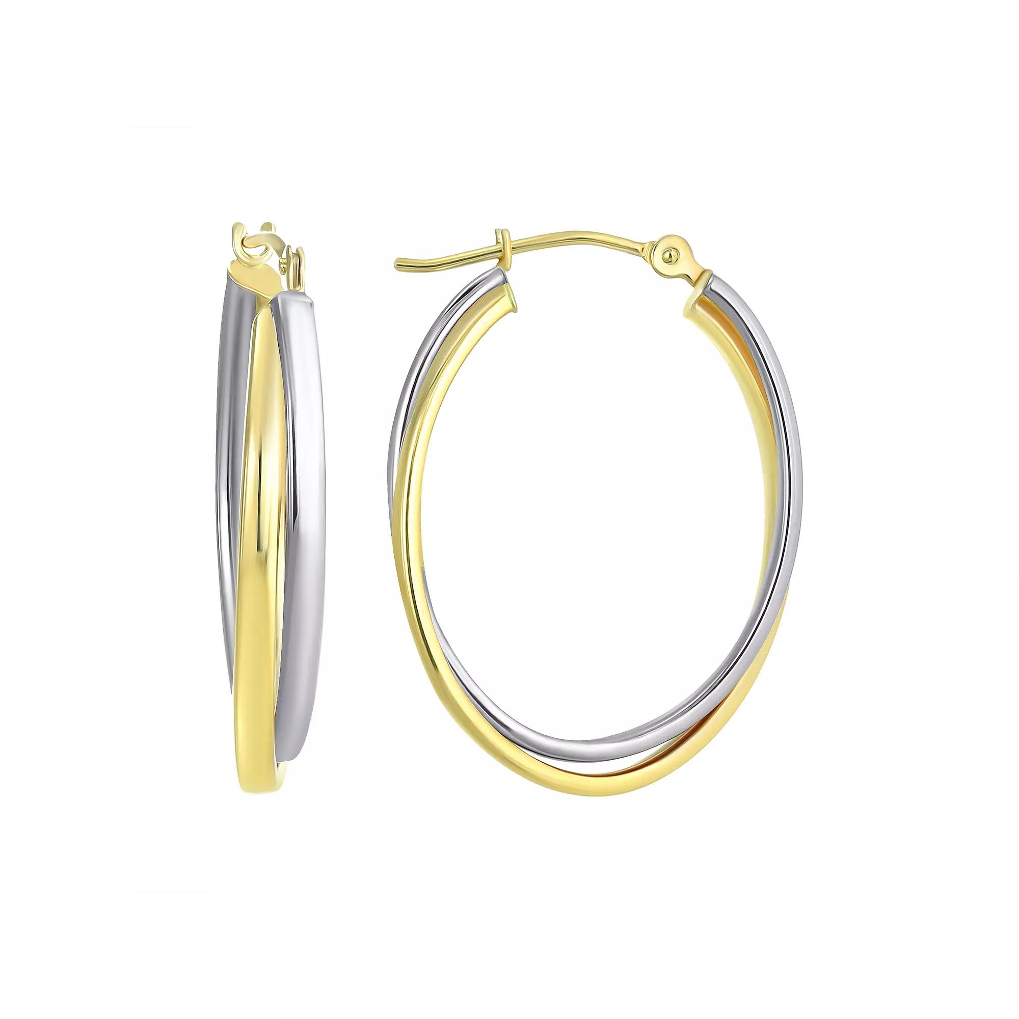 Forever 14K 14k Gold Two-Tone Double Oval Hoop Earrings, Women's Product Image