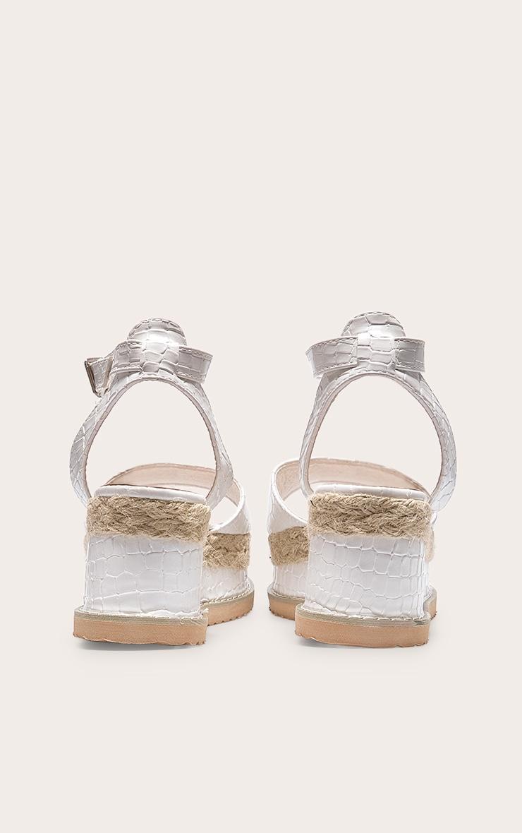 White Croc Faux Leather Flatform Sandal Product Image