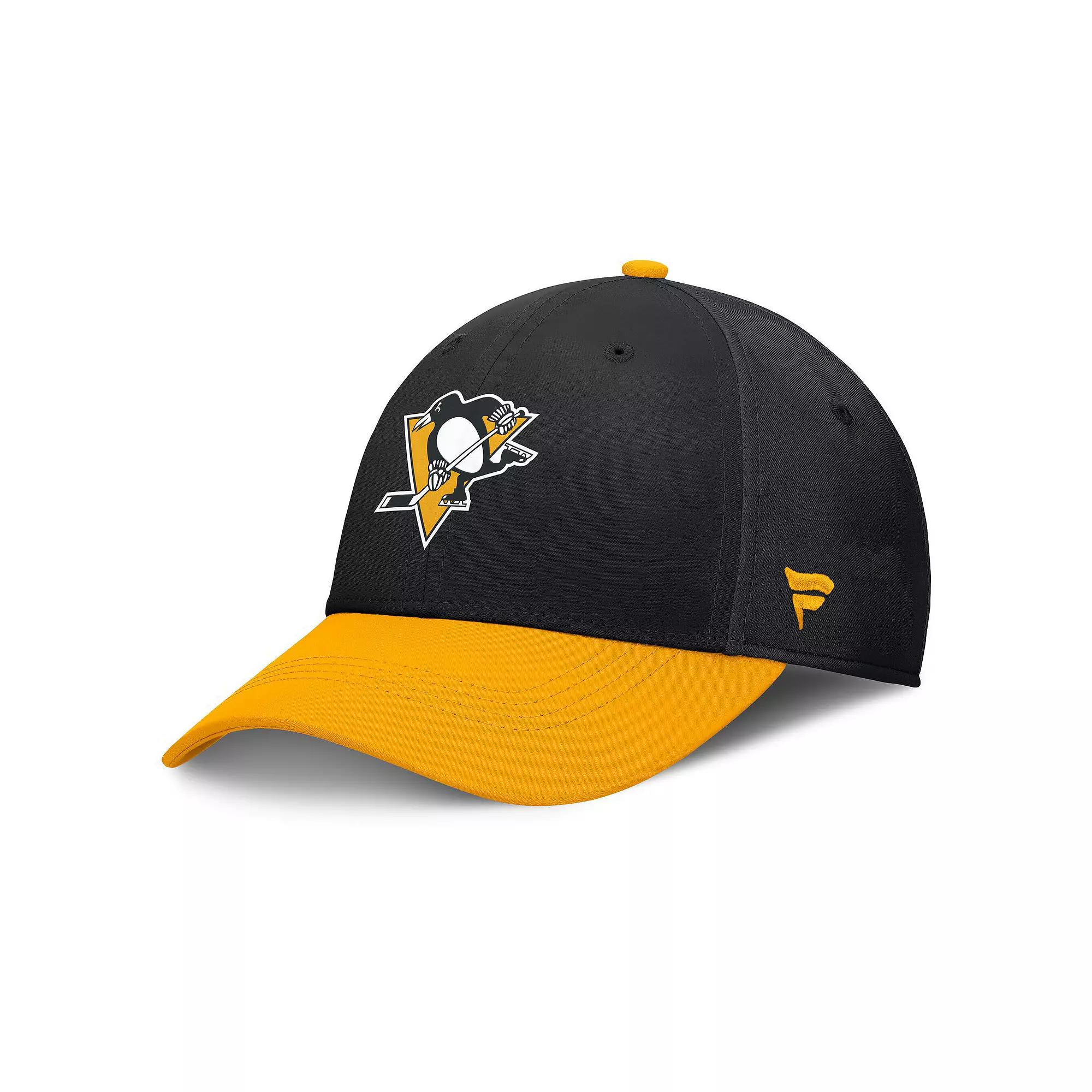 Men's Fanatics Black/Gold Pittsburgh Penguins Authentic Pro Rink Flex Hat, Size: Large/XL Product Image