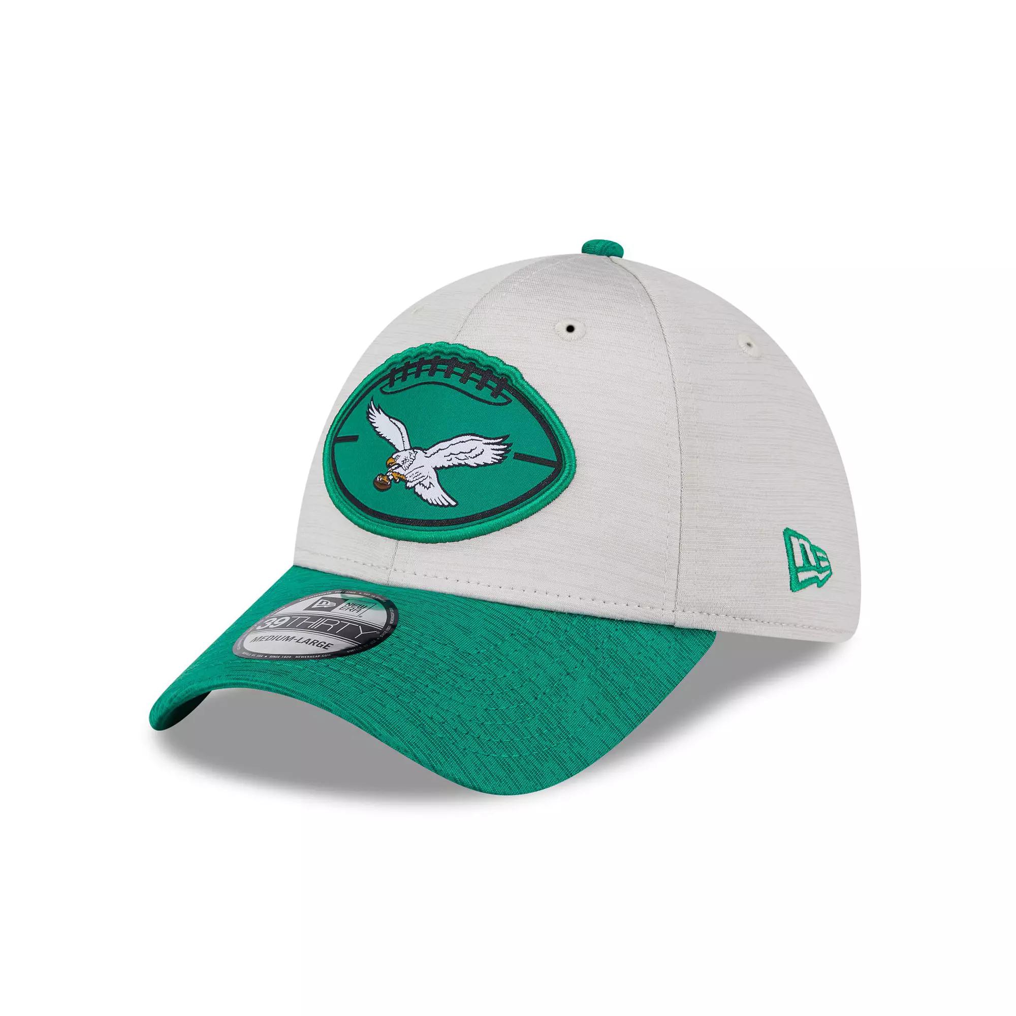 Men's New Era Stone/Midnight Green Philadelphia Eagles 2024 Sideline Historic 39THIRTY Flex Hat, Size: Medium/Large, Team Product Image