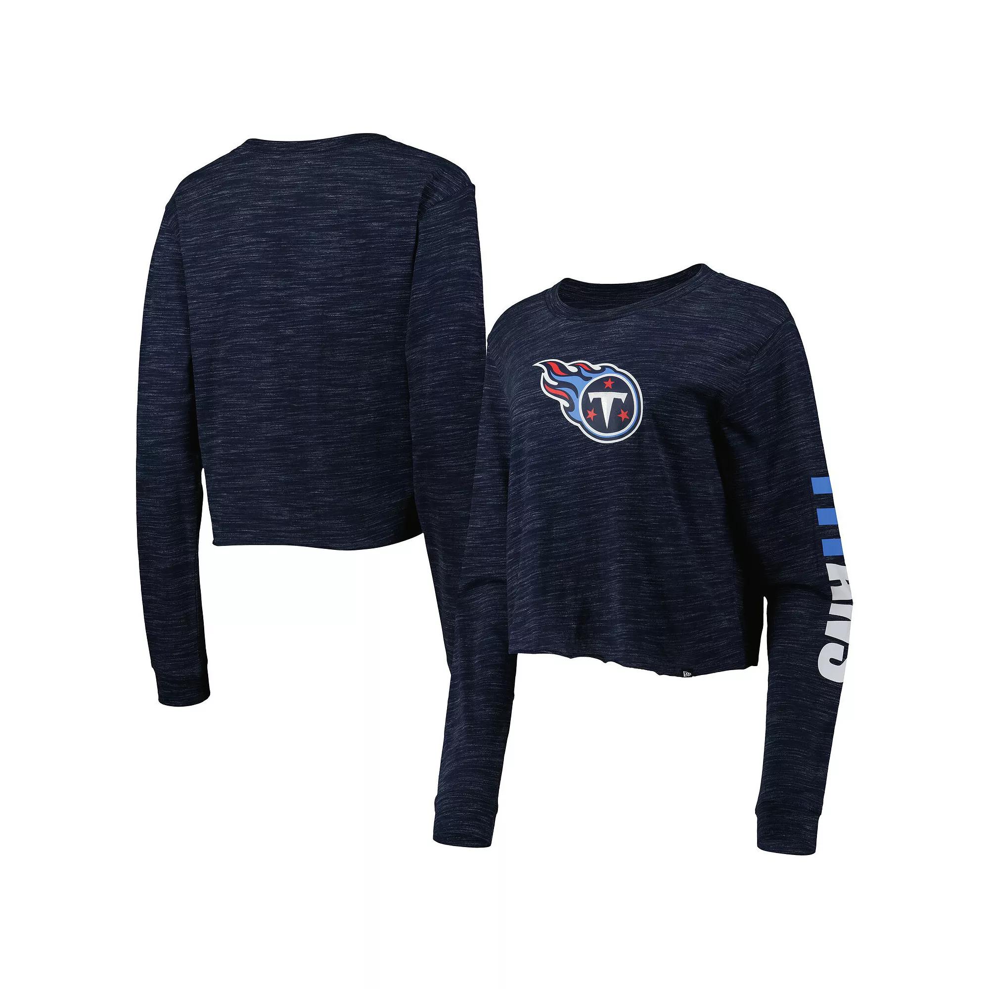 Women's New Era Navy Tennessee Titans Crop Long Sleeve T-Shirt, Size: XL, Blue Product Image