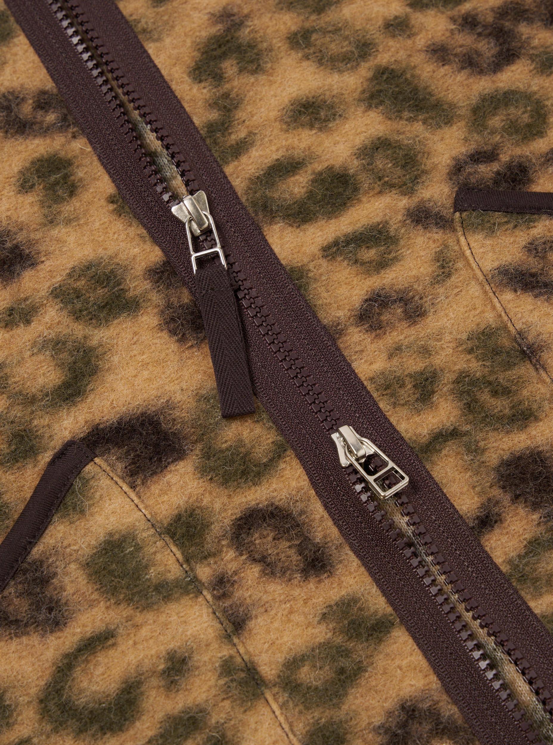 Universal Works Zip Liner Jacket in Camo Leopard Fleece Product Image