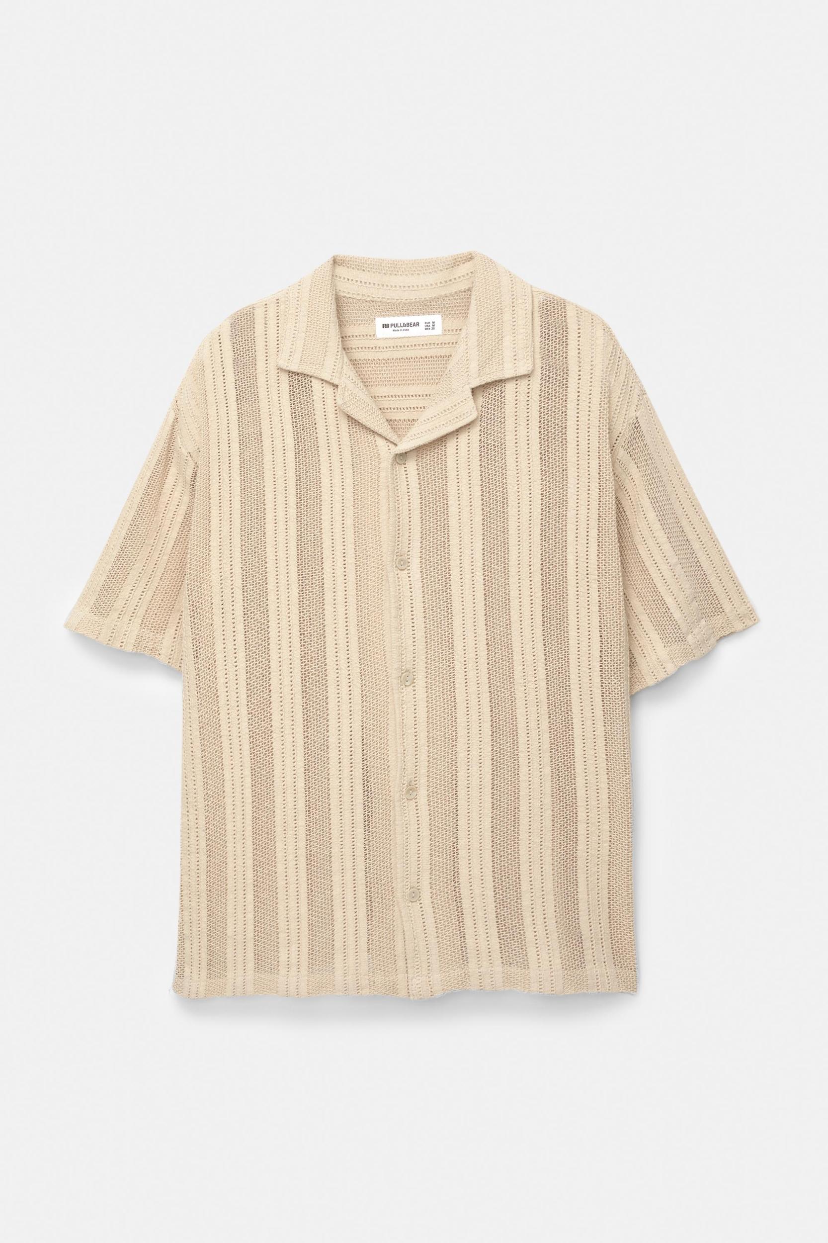 Short sleeve open knit shirt Product Image