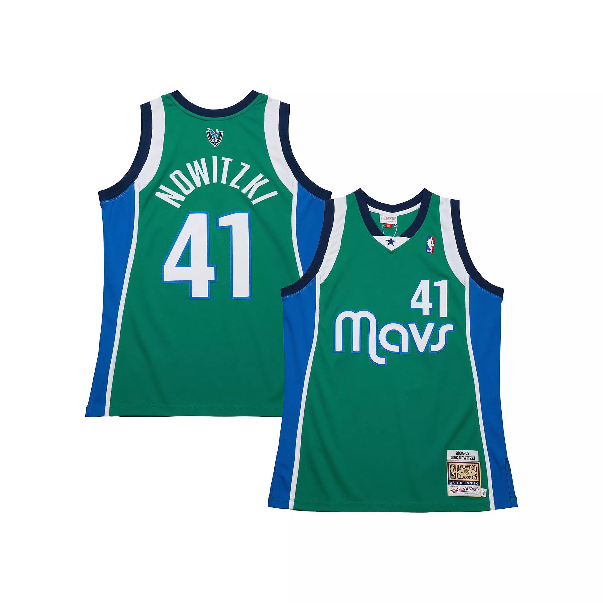 Men's Mitchell & Ness Dirk Nowitzki Green Dallas Mavericks 2004/05 Hardwood Classics Authentic Jersey, Size: Large Product Image