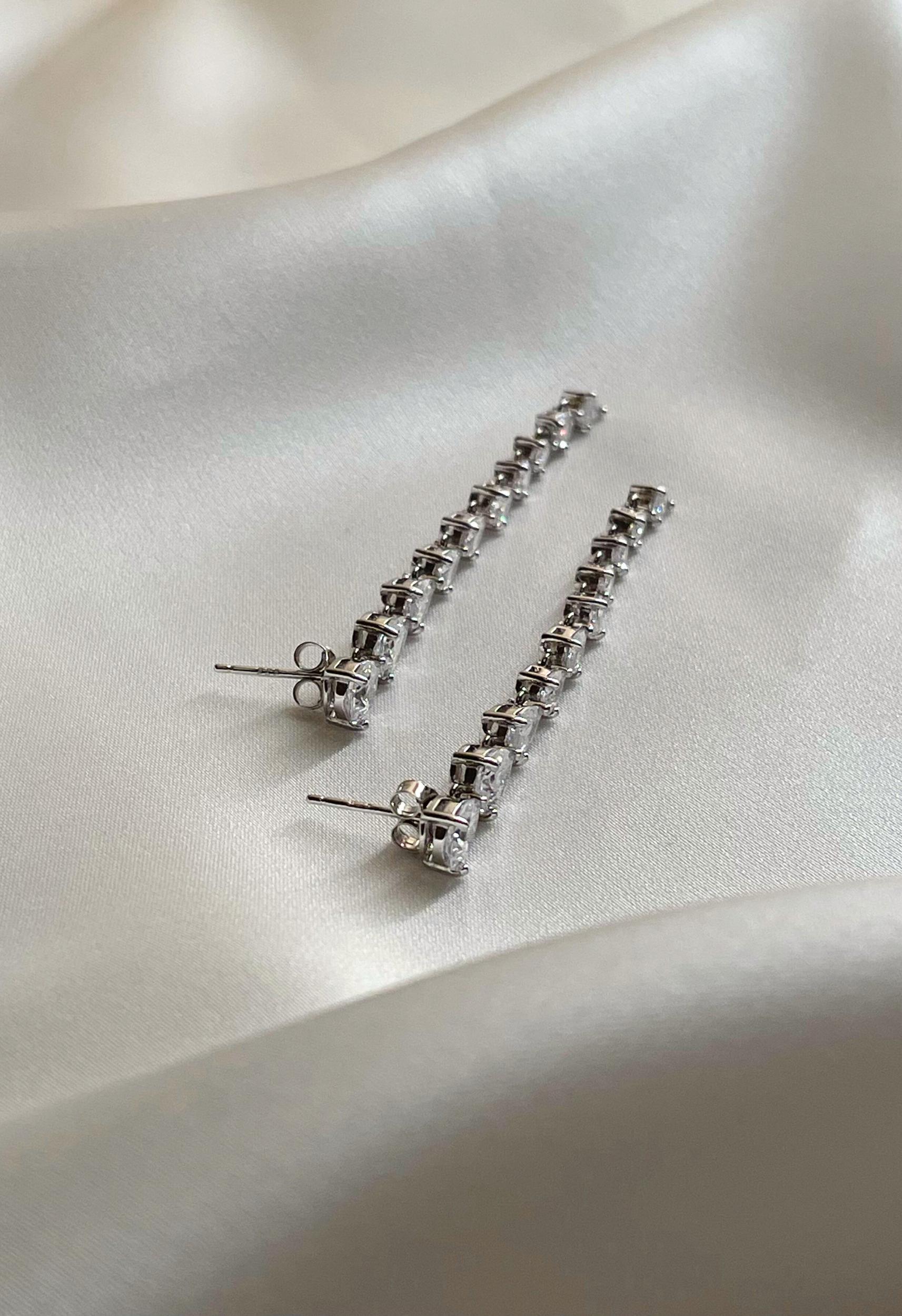 Silver Crystal Dangle Earrings Product Image