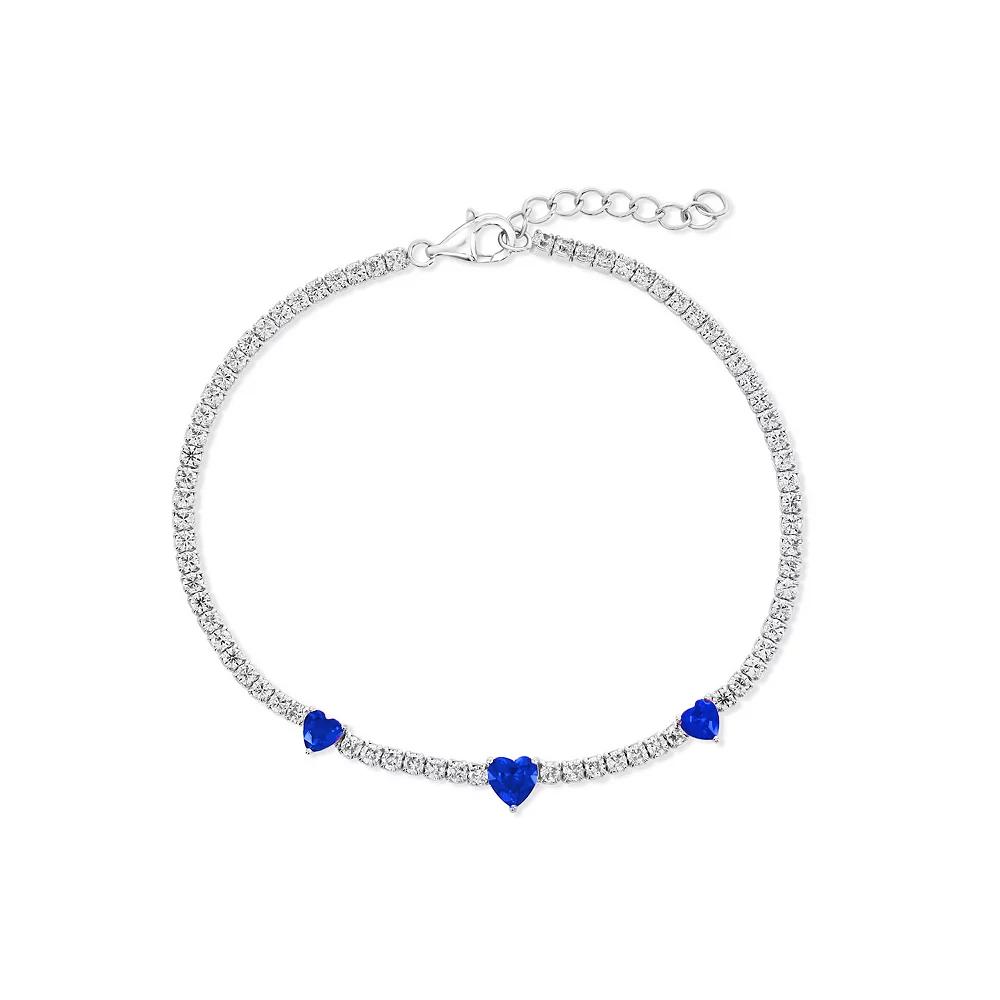 Argento Bella Sterling Silver Cubic Zirconia Heart Tennis Bracelet, Women's, Size: 7-8" ADJ, Red Product Image