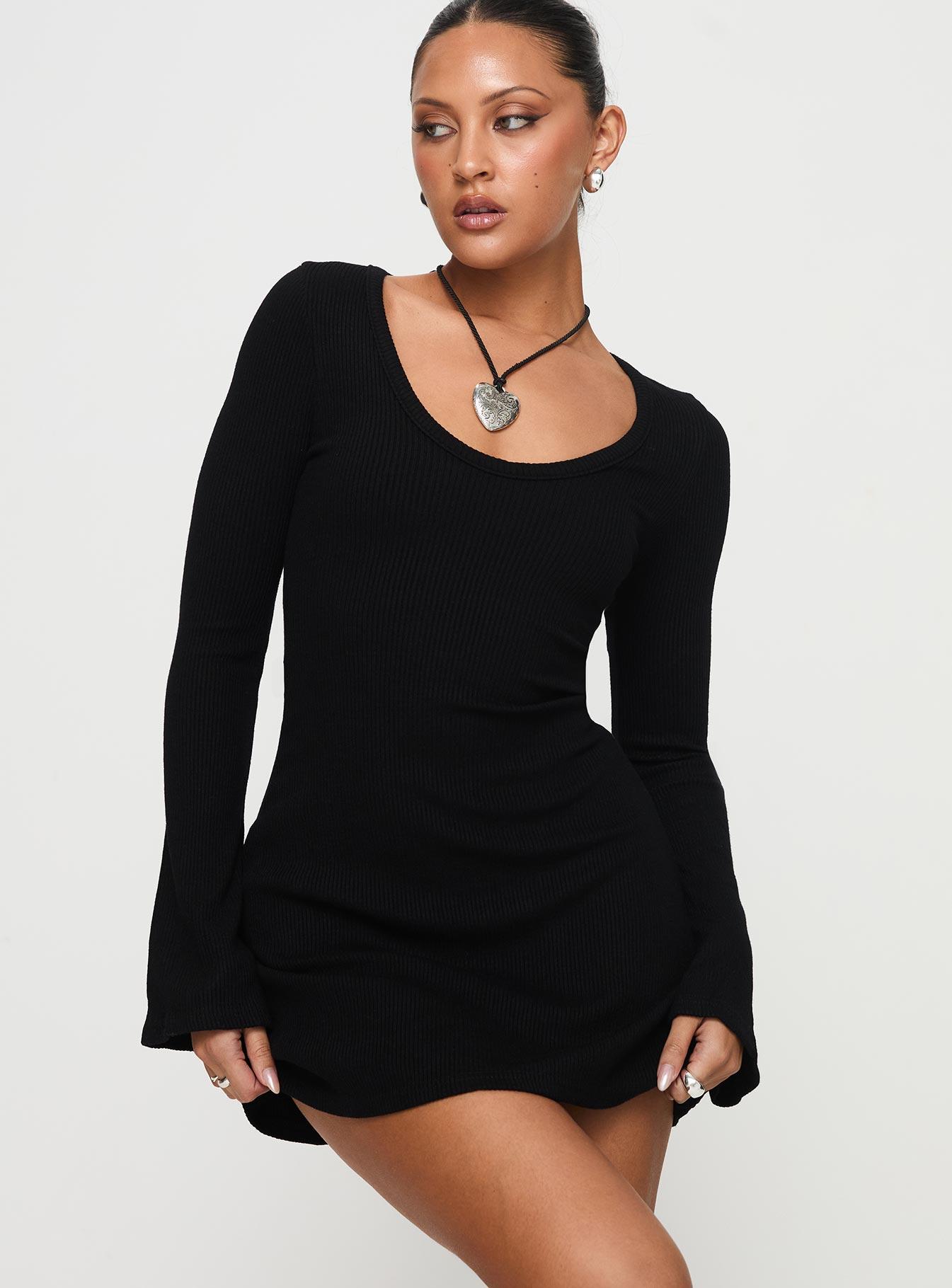 Best Interest Long Sleeve Mini Dress Black Tall Product Image