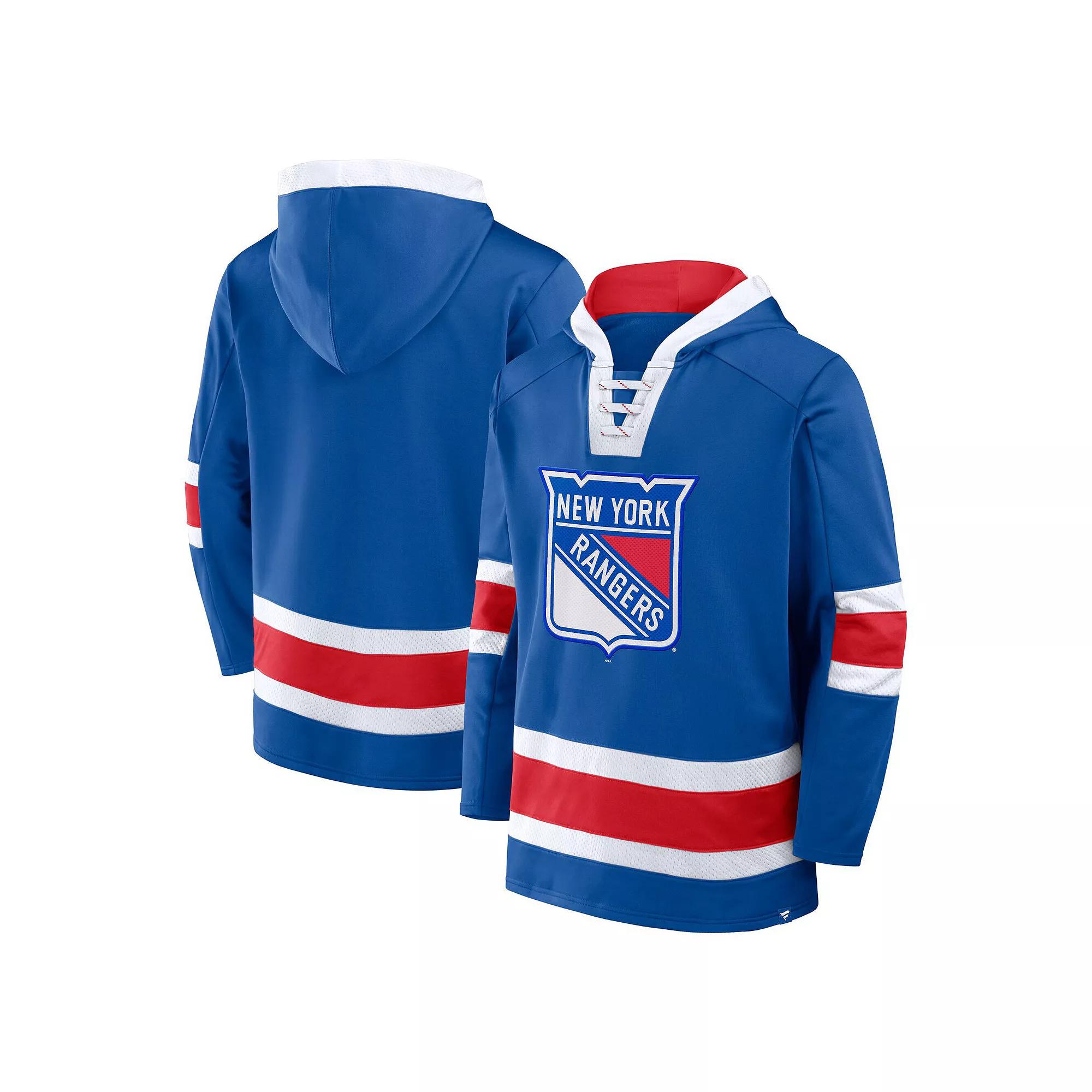 Men's Fanatics  Blue New York Rangers Inside Line Fleece Pullover Hoodie, Size: 5XL, Ran Blue Product Image