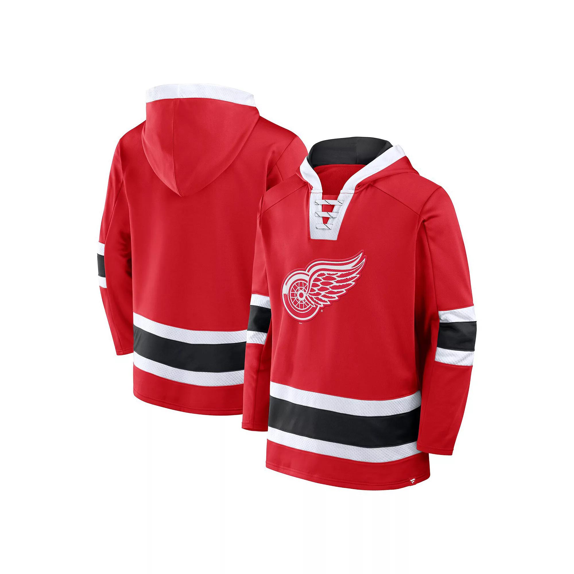 Men's Fanatics  Red Detroit Red Wings Inside Line Fleece Pullover Hoodie, Size: Medium Product Image