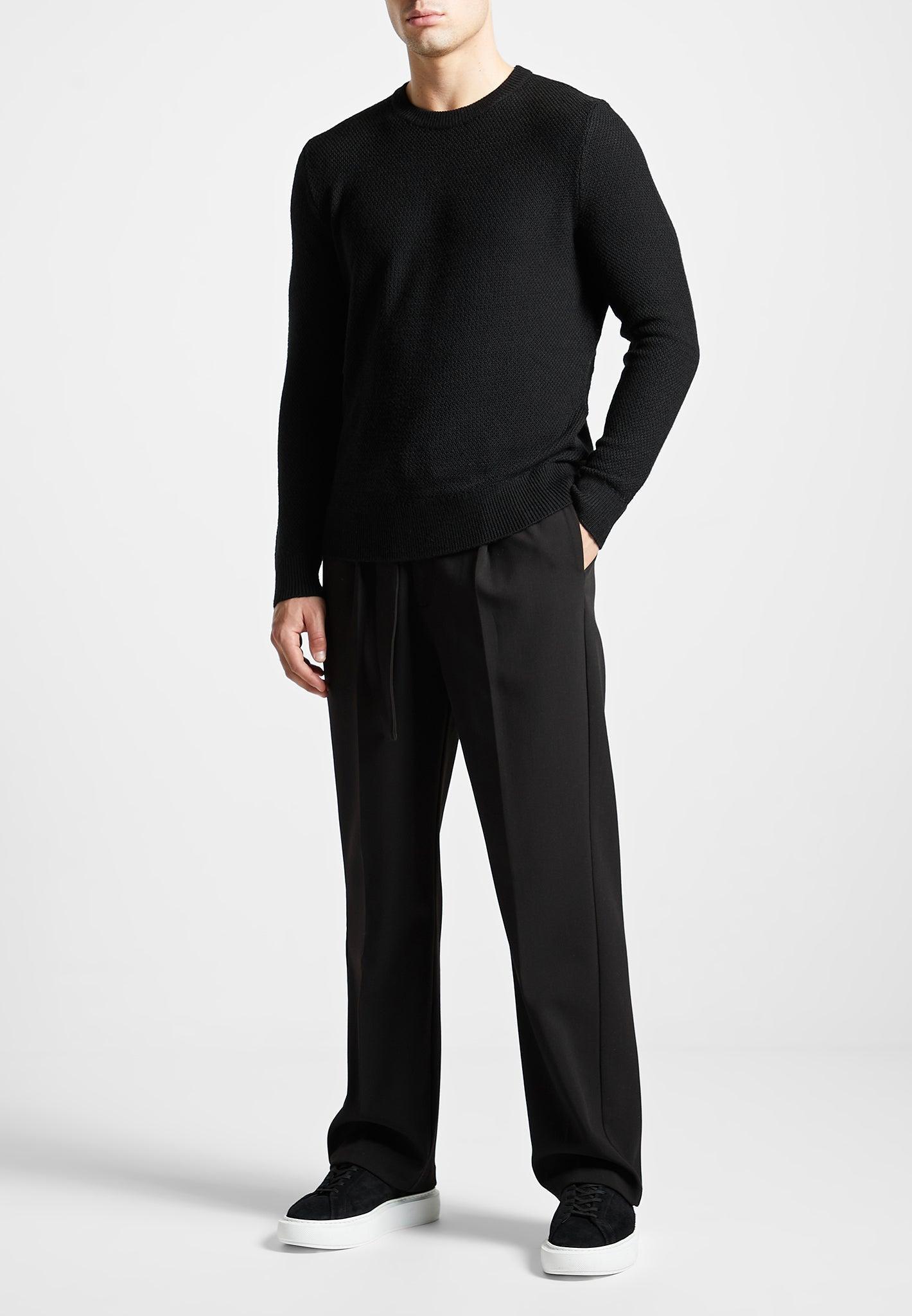 Gabin - Textured Wool Blend Jumper - Black Male Product Image