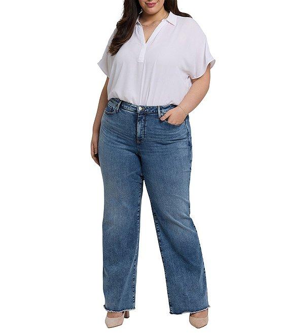 NYDJ Plus Size Teresa Lift Tuck® Technology Wide Leg Frayed Hem Jeans Product Image