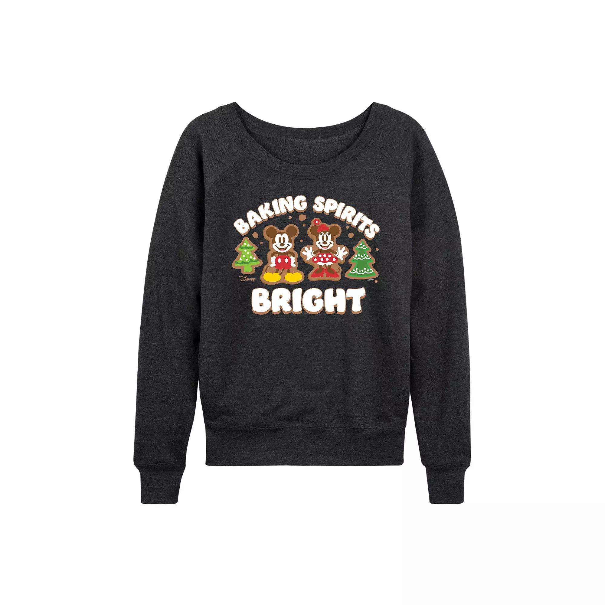 Disney's Mickey and Minnie Mouse Women's Baking Spirits Bright French Terry Long Sleeve Tee,  Product Image