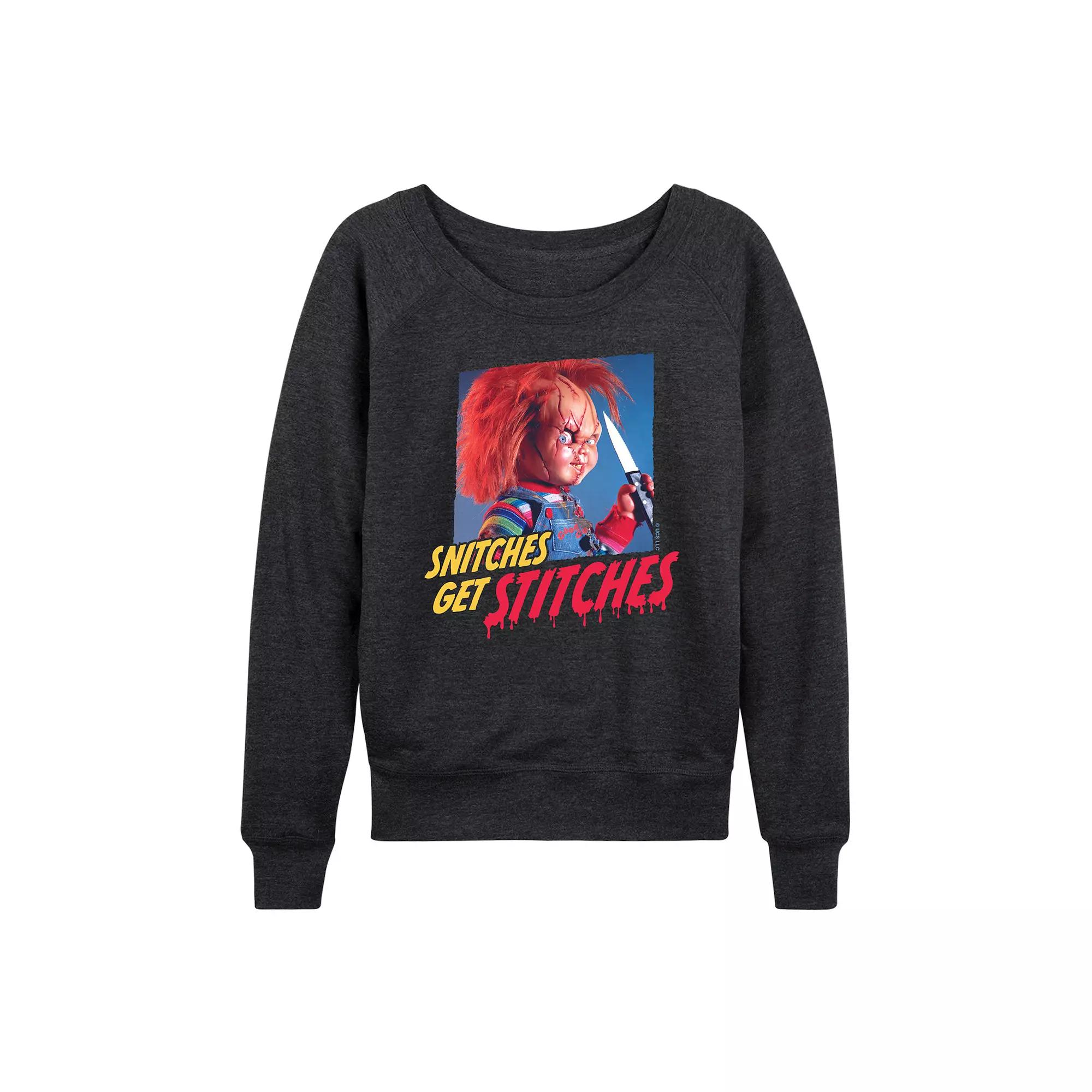 Women's Chucky Snitches Get Stitches French Terry Long Sleeve Tee,  Product Image
