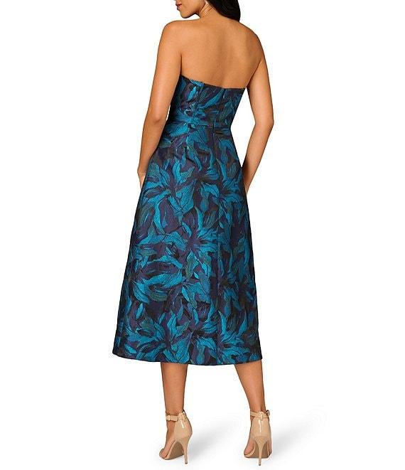 Aidan Mattox Floral Jacquard Strapless Sleeveless Flared Skirt A-Line Dress Product Image
