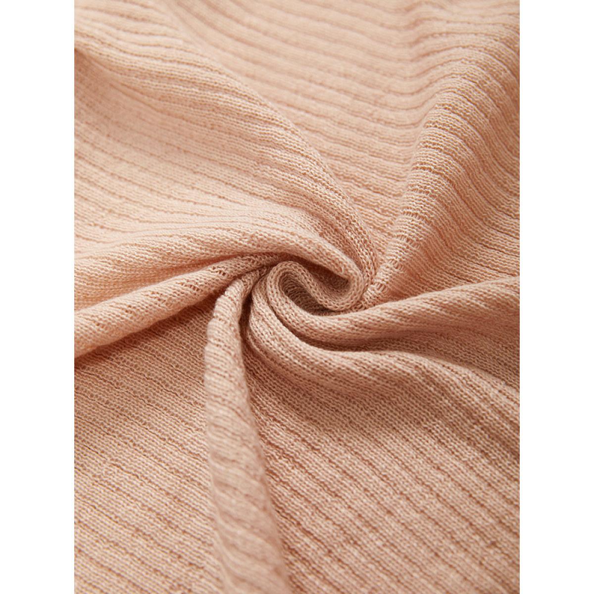 Plus Size Plain Textured Curved Hem Cardigan Champagne Women Casual Loose Long Sleeve Everyday Cardigans BloomChic 10/M Product Image