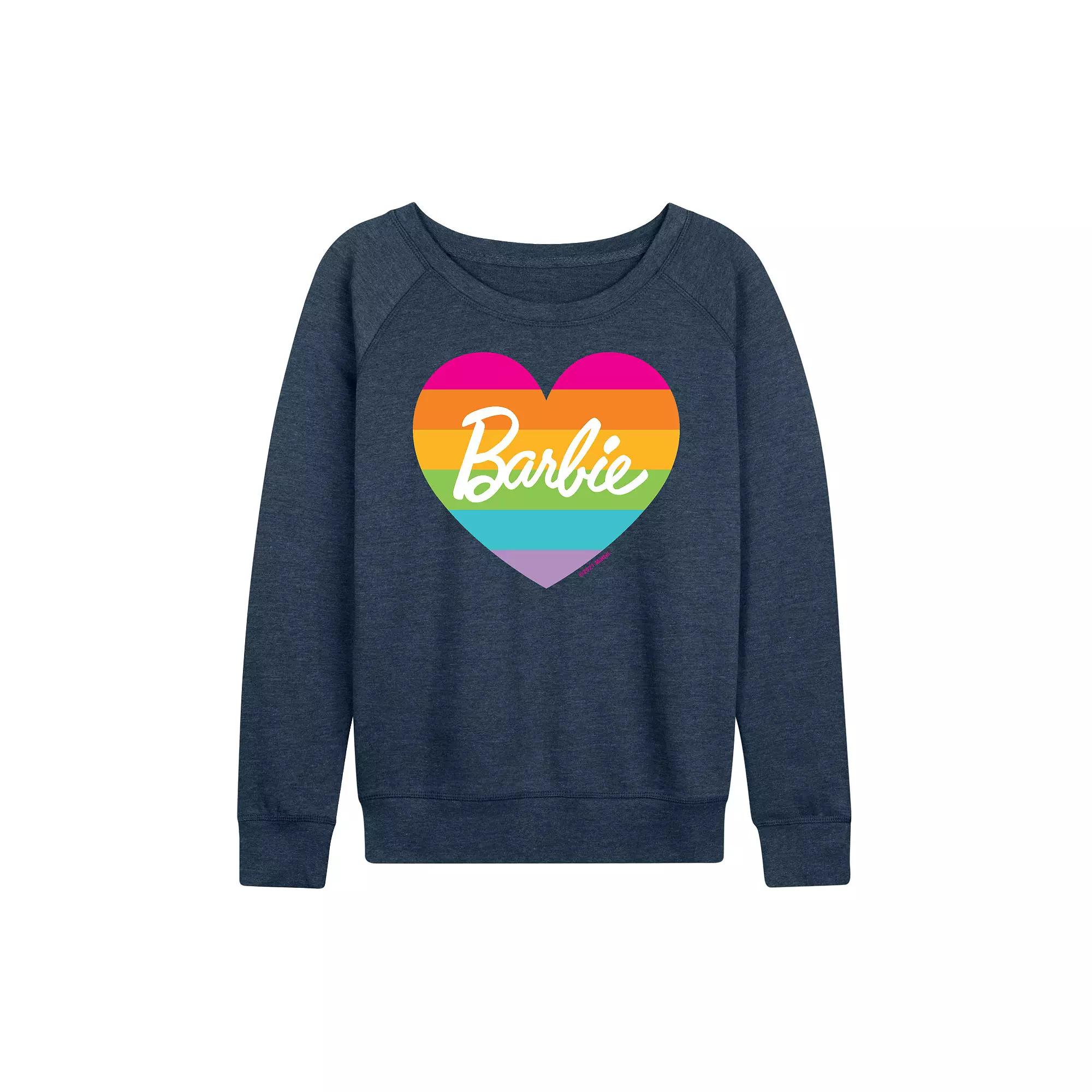 Women's Barbie® Pride Rainbow Heart French Terry Long Sleeve Tee, Girl's,  Product Image