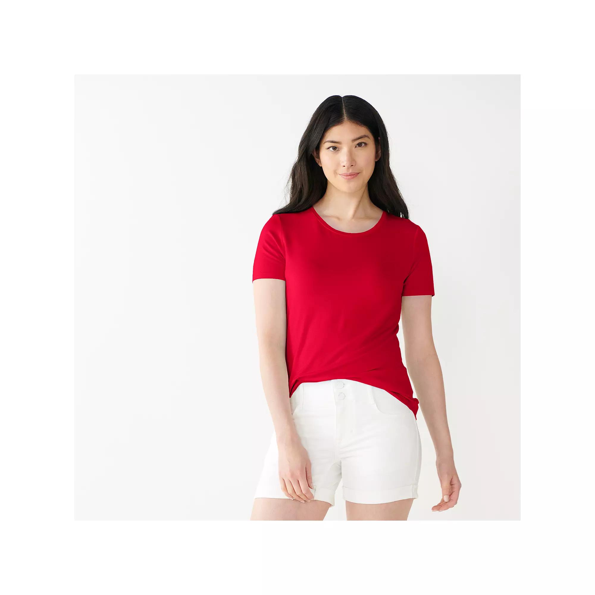 Petite Nine West Essential Crewneck Tee, Women's,  Product Image