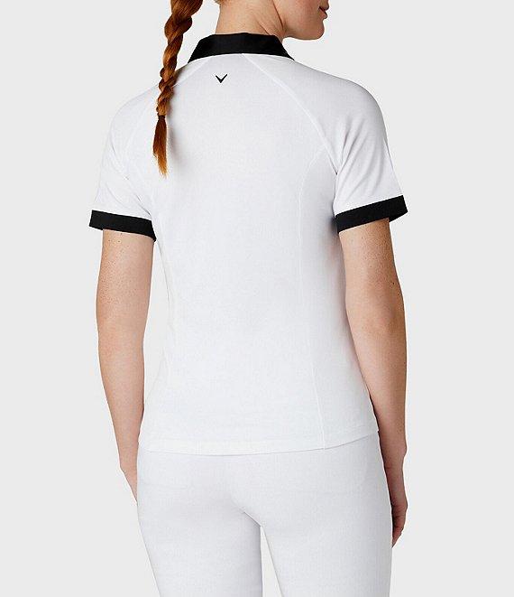 Callaway Stretch Knit Color Block V-Placket Short Sleeve Golf Polo Shirt Product Image