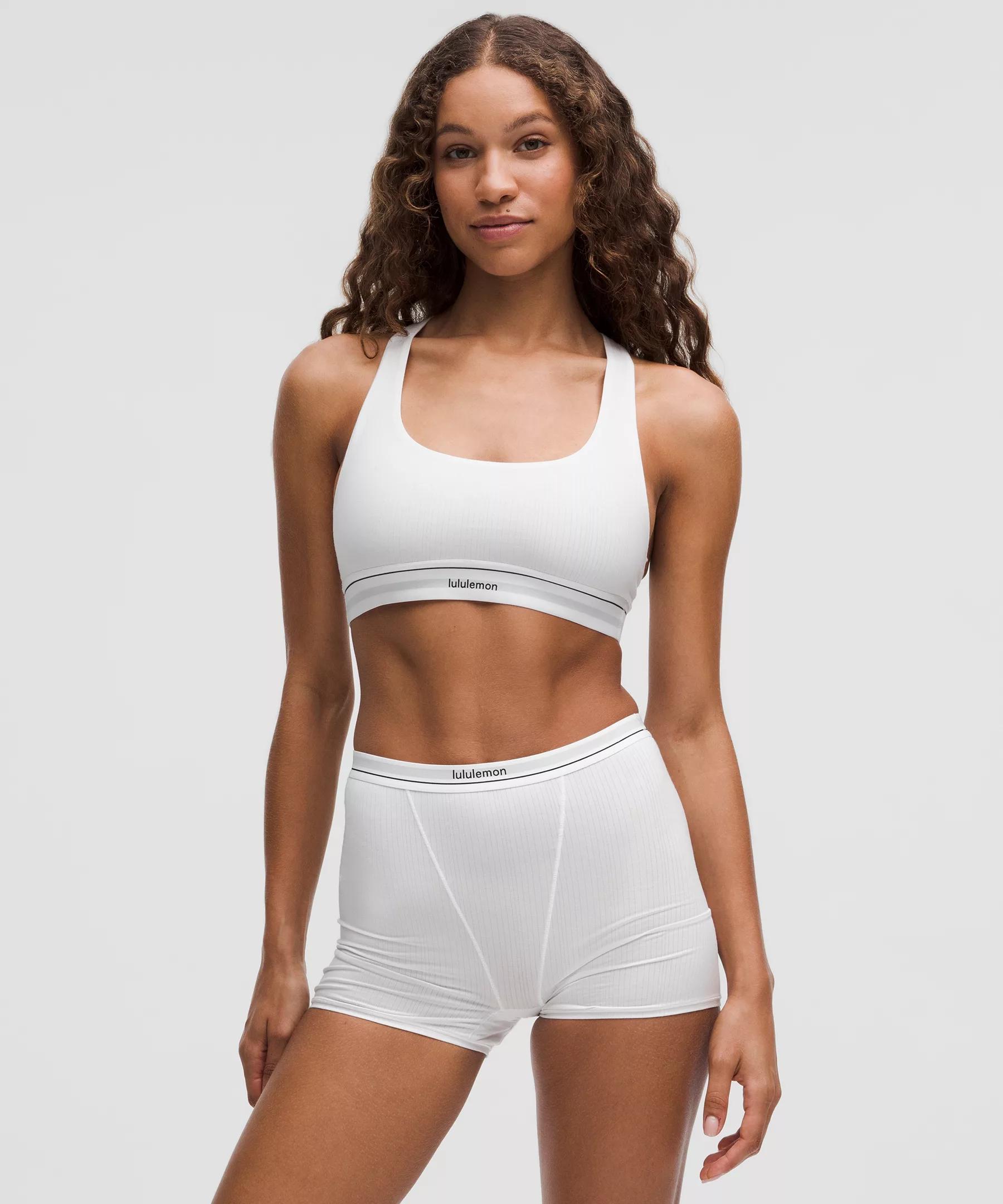 Stretch Cotton Ribbed Logo Racerback Bralette *A–C Cups Product Image