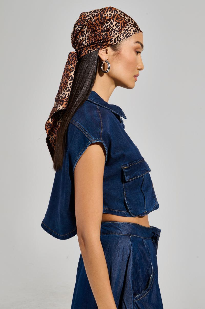 CARRIE BUTTON DOWN DENIM VEST TOP Product Image