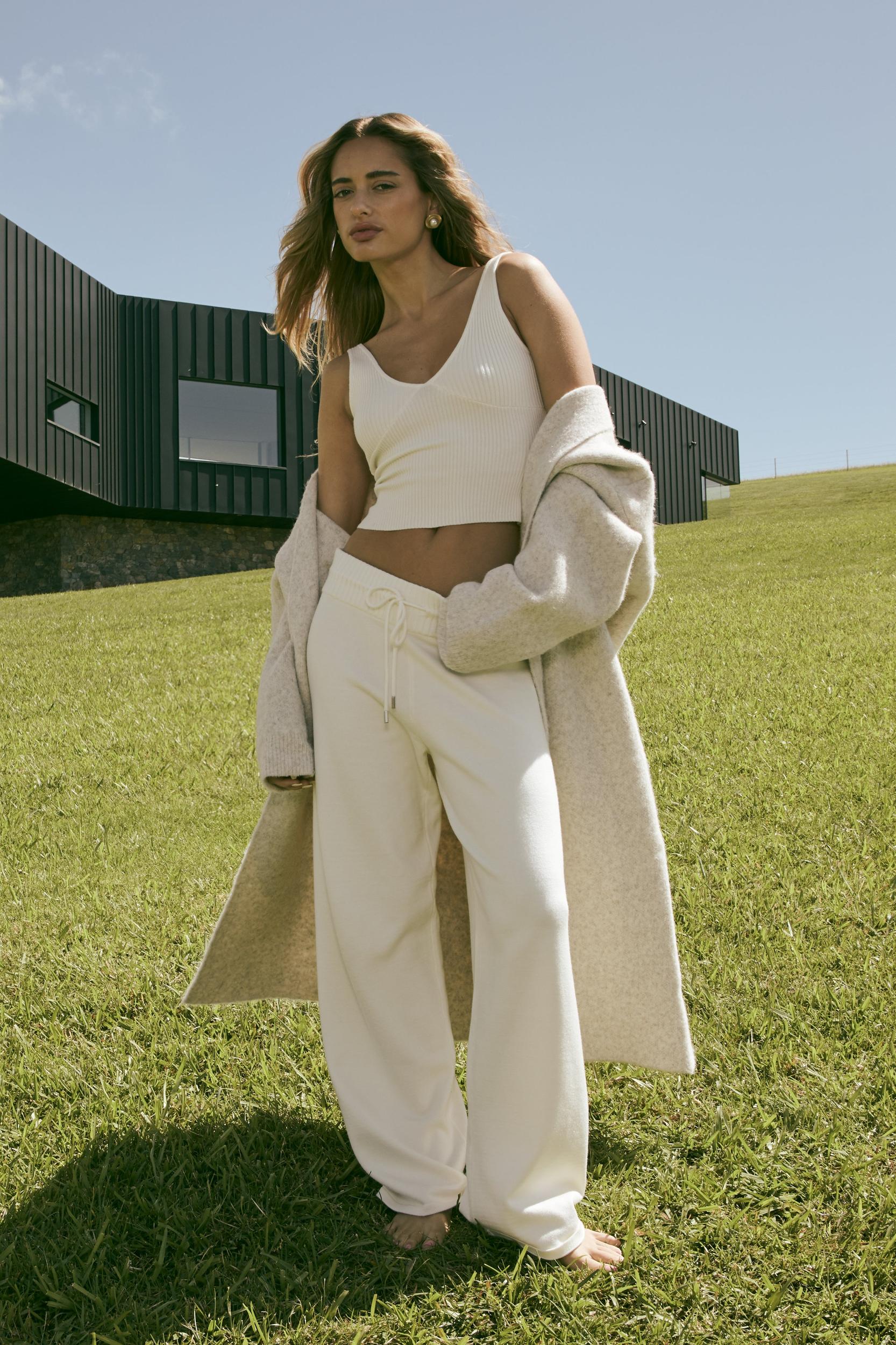 Natalya Knit Wide Leg Pants - Ivory Product Image