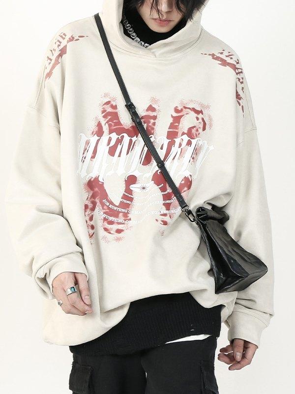 Men's Faux Suede Pullover Graphic Hoodie Product Image