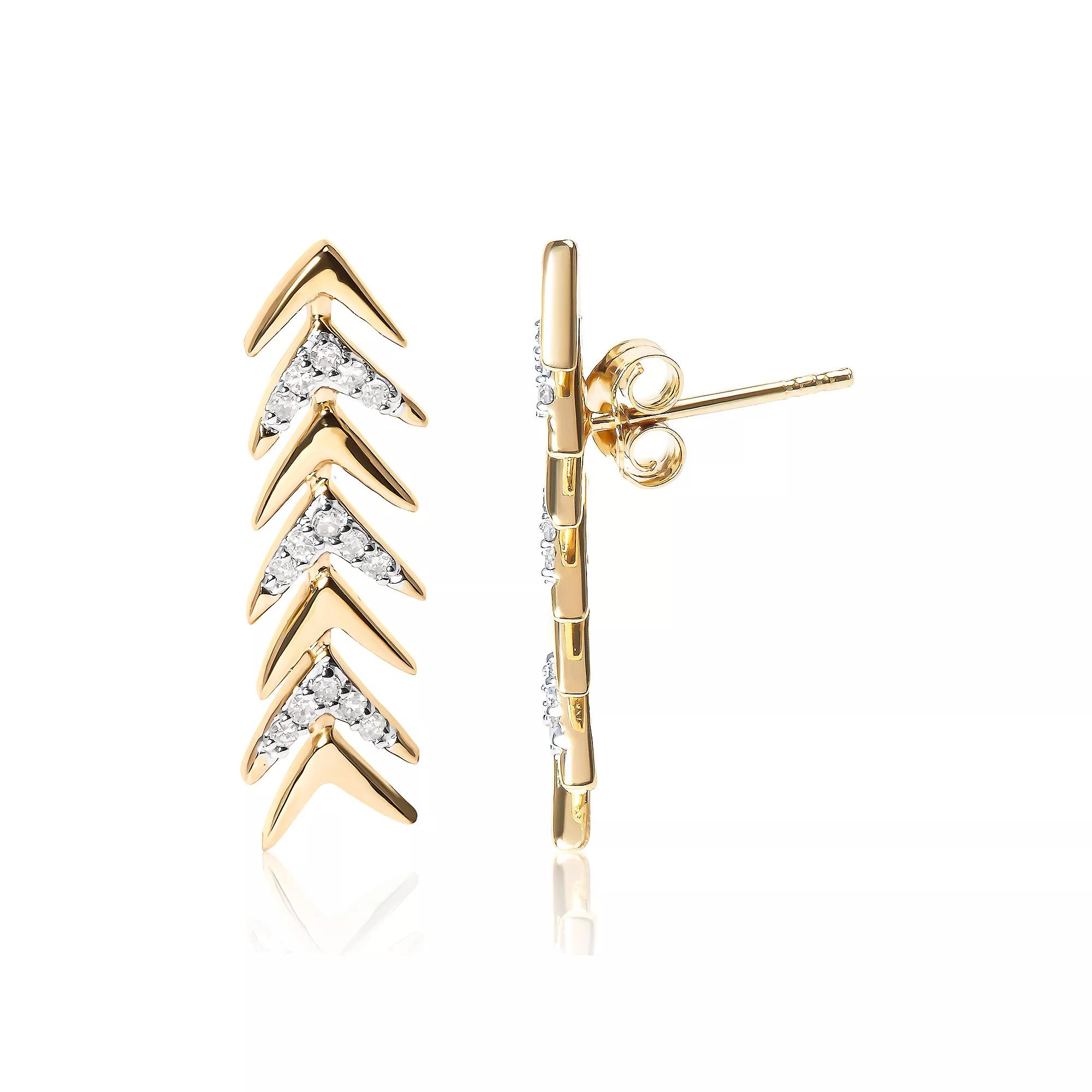 Haus of Brilliance 18k Gold Over Silver Two Toned 1/5 Carat T.W. Diamond Earrings, Womens, Gold Tone Product Image