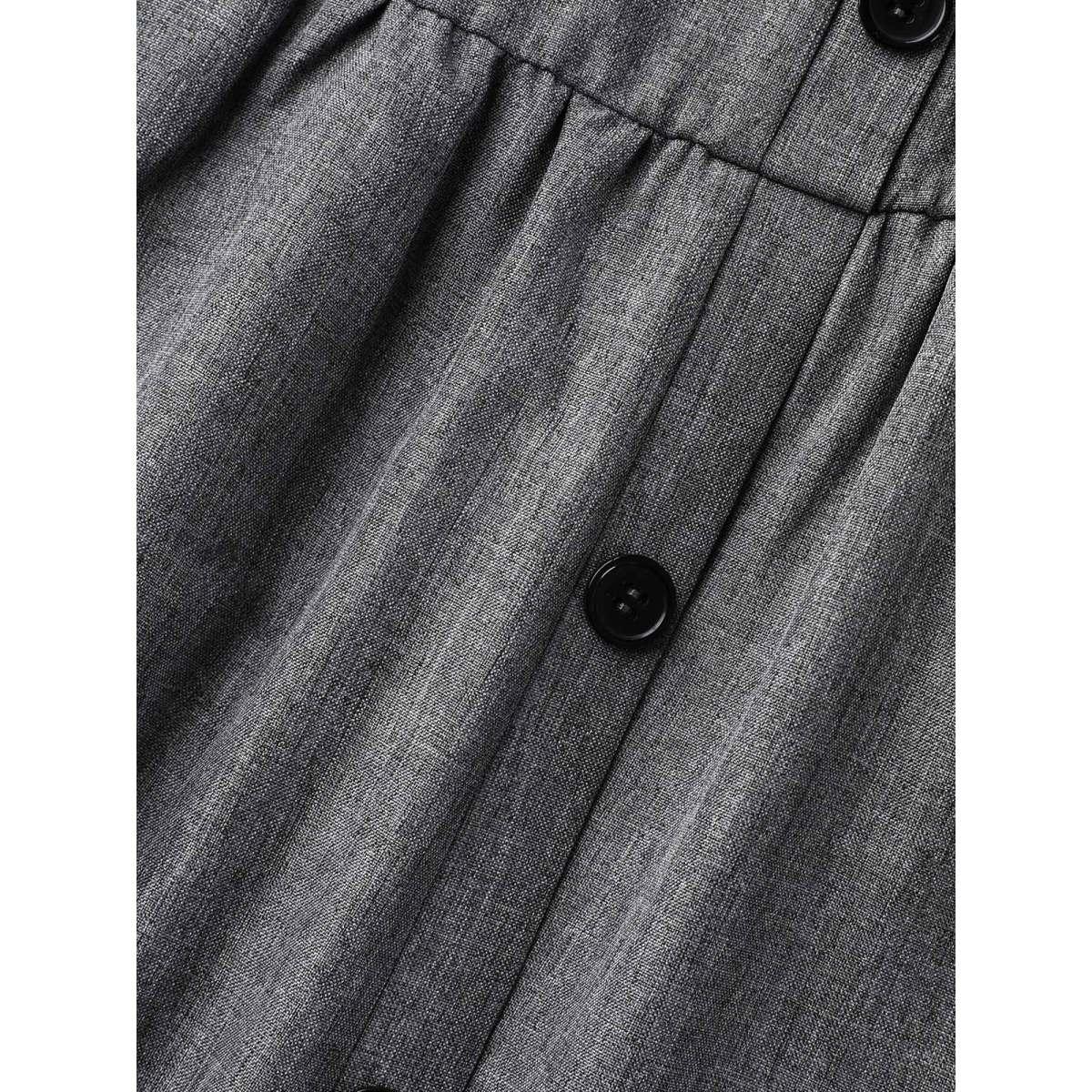 Plus Size Asymmetrical Neckline Belted Pockets Midi Dress DarkGray Women At the Office Belted Asymmetrical Neck Elbow-length sleeve Curvy BloomChic 30/6X Product Image