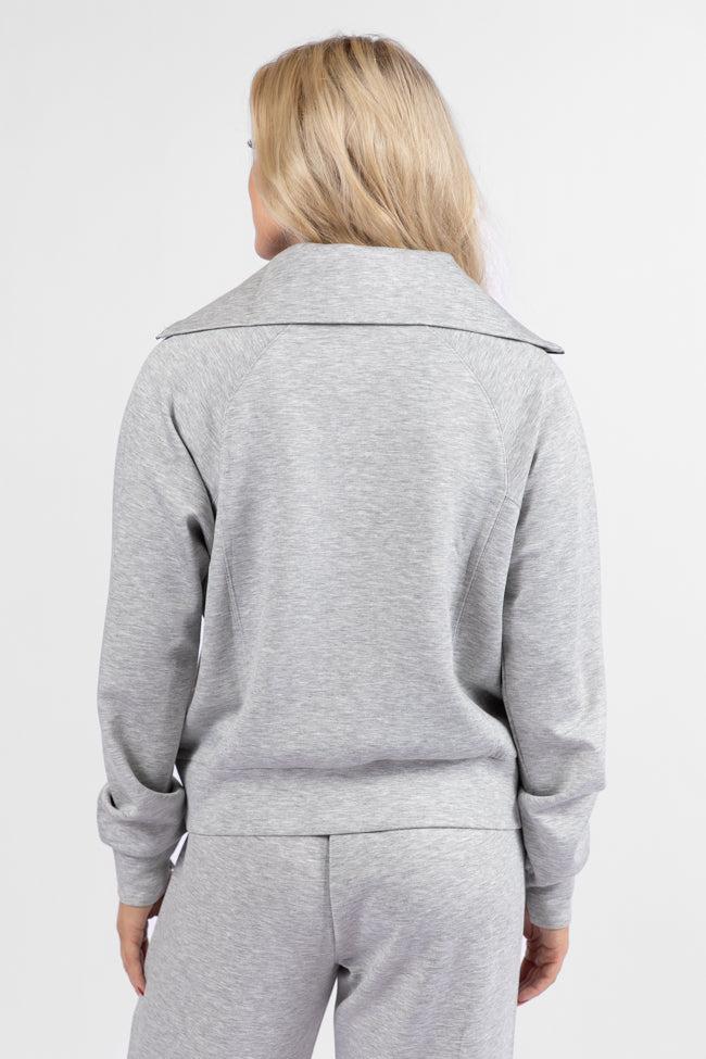 Lets Just Stay Heather Grey Quarter Zip Knit Pullover SALE Product Image