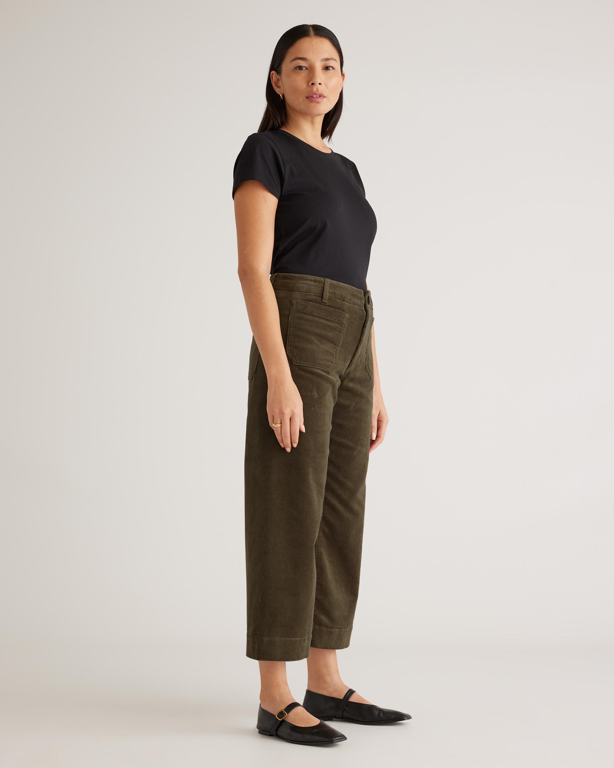 Quince | Women's Organic Stretch Corduroy Cropped Wide Leg Pants Organic Cotton Product Image