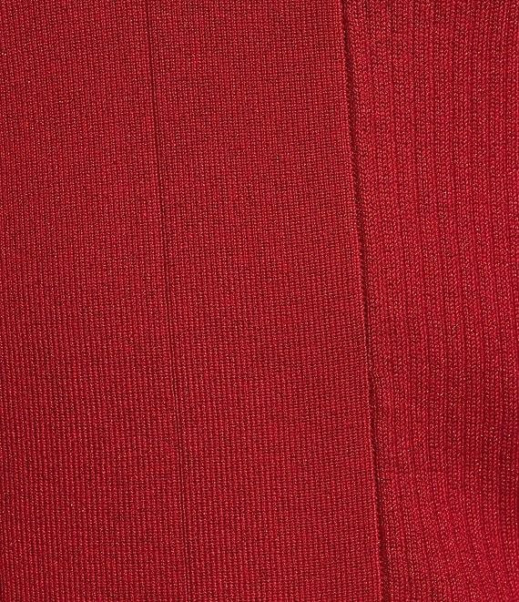 Calvin Klein Metallic Knit V-Neck Long Sleeve Top Product Image