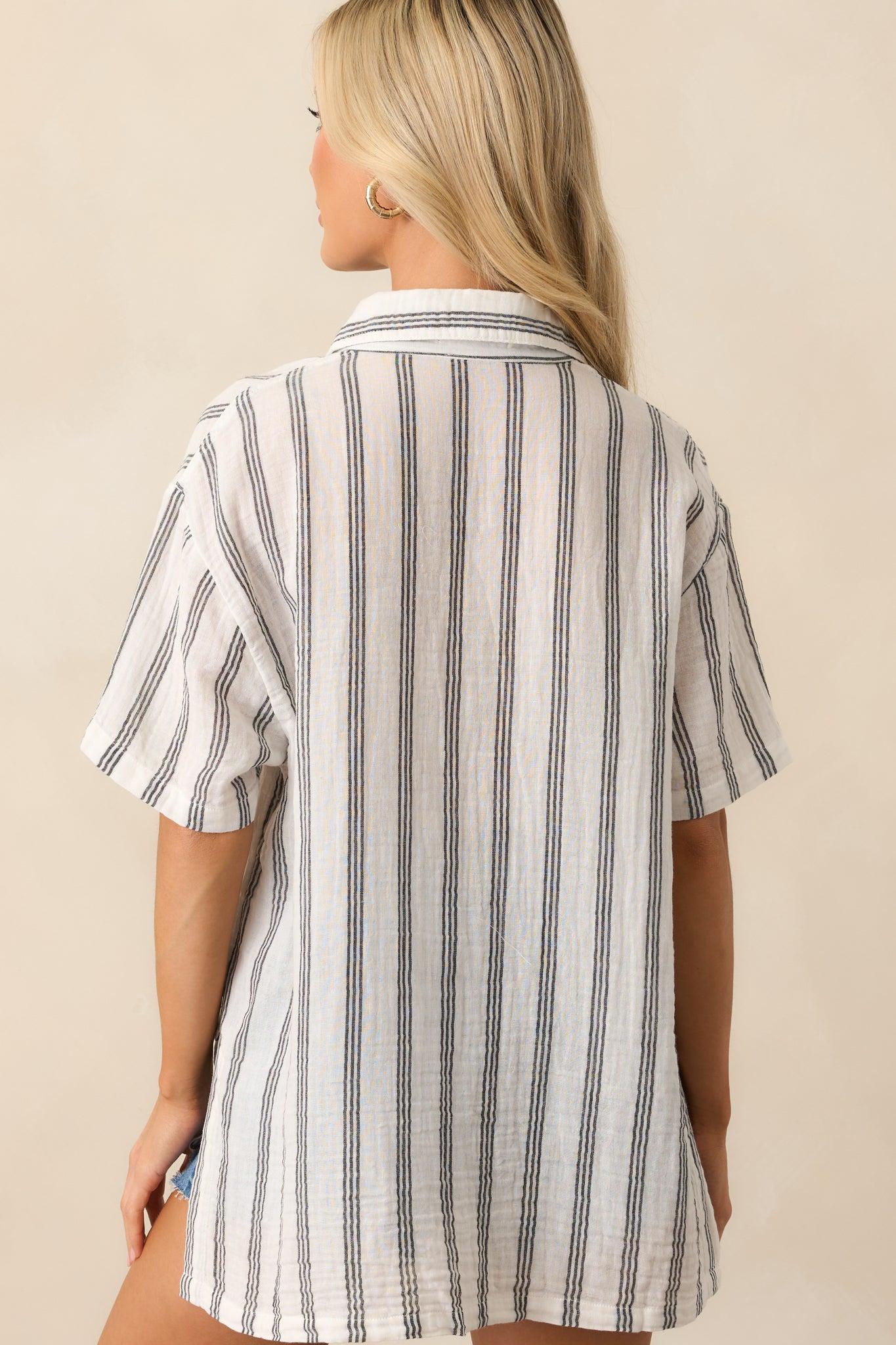 Z Supply White Cotton Seascape Stripe Gauze Shirt Product Image